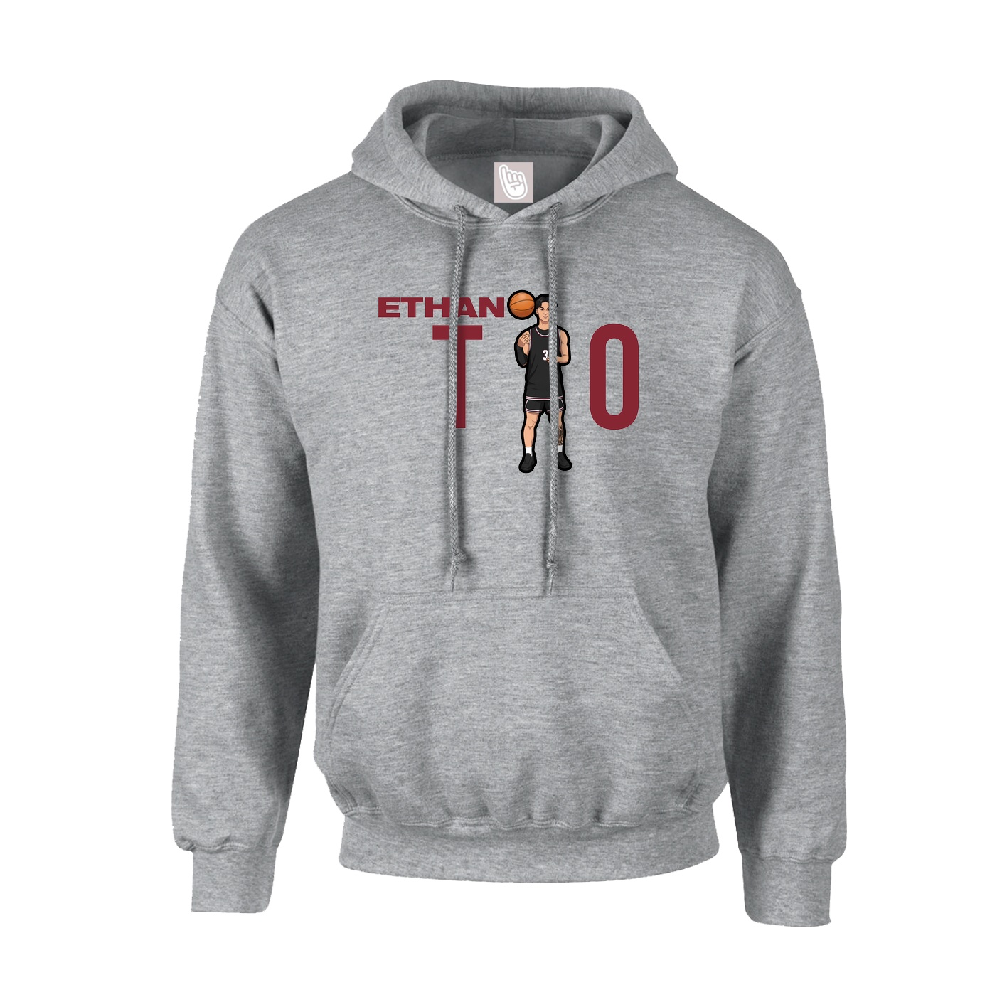 Youth Hoodie — Player Name in Grey