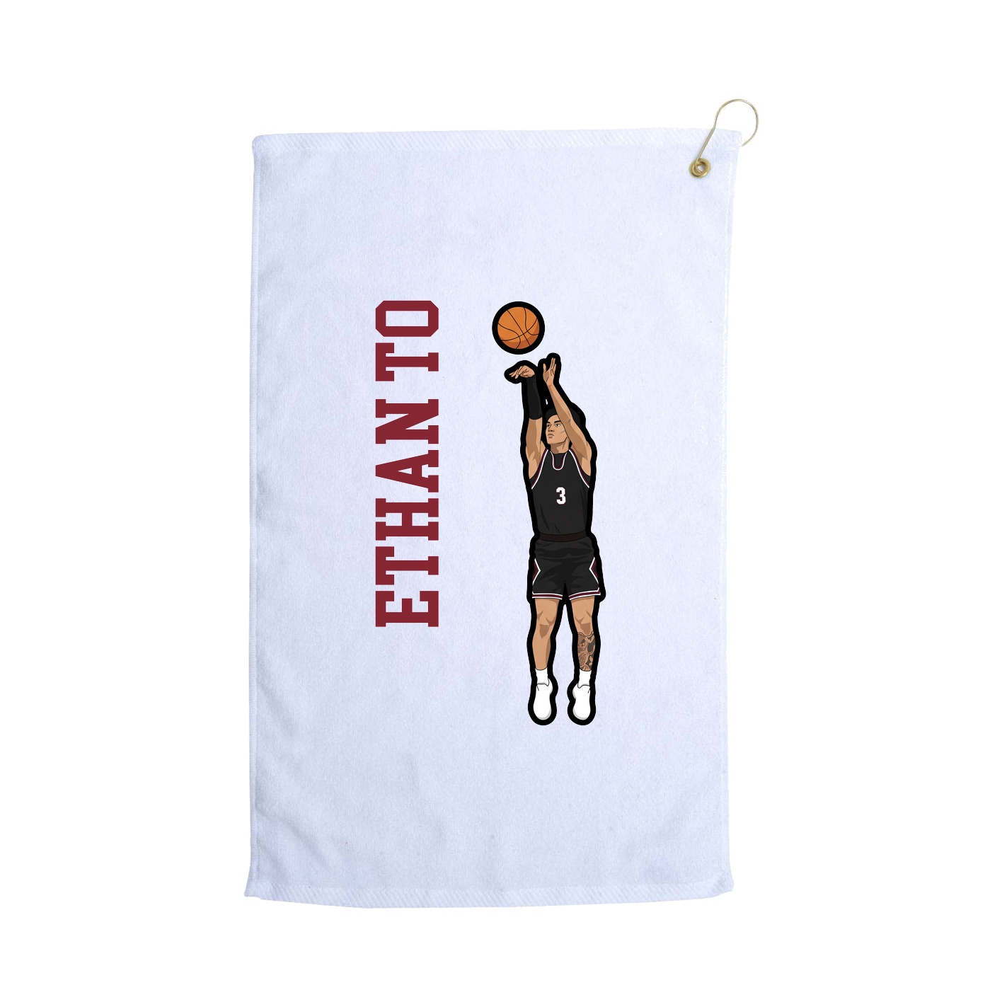 Golf Towel — Name Vertical in White