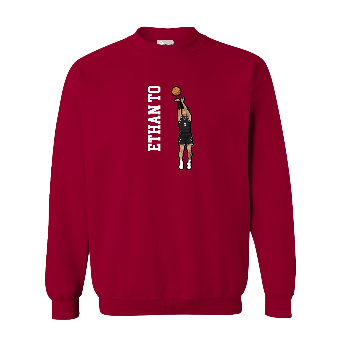 Fleece Crew — Name Vertical in Cardinal