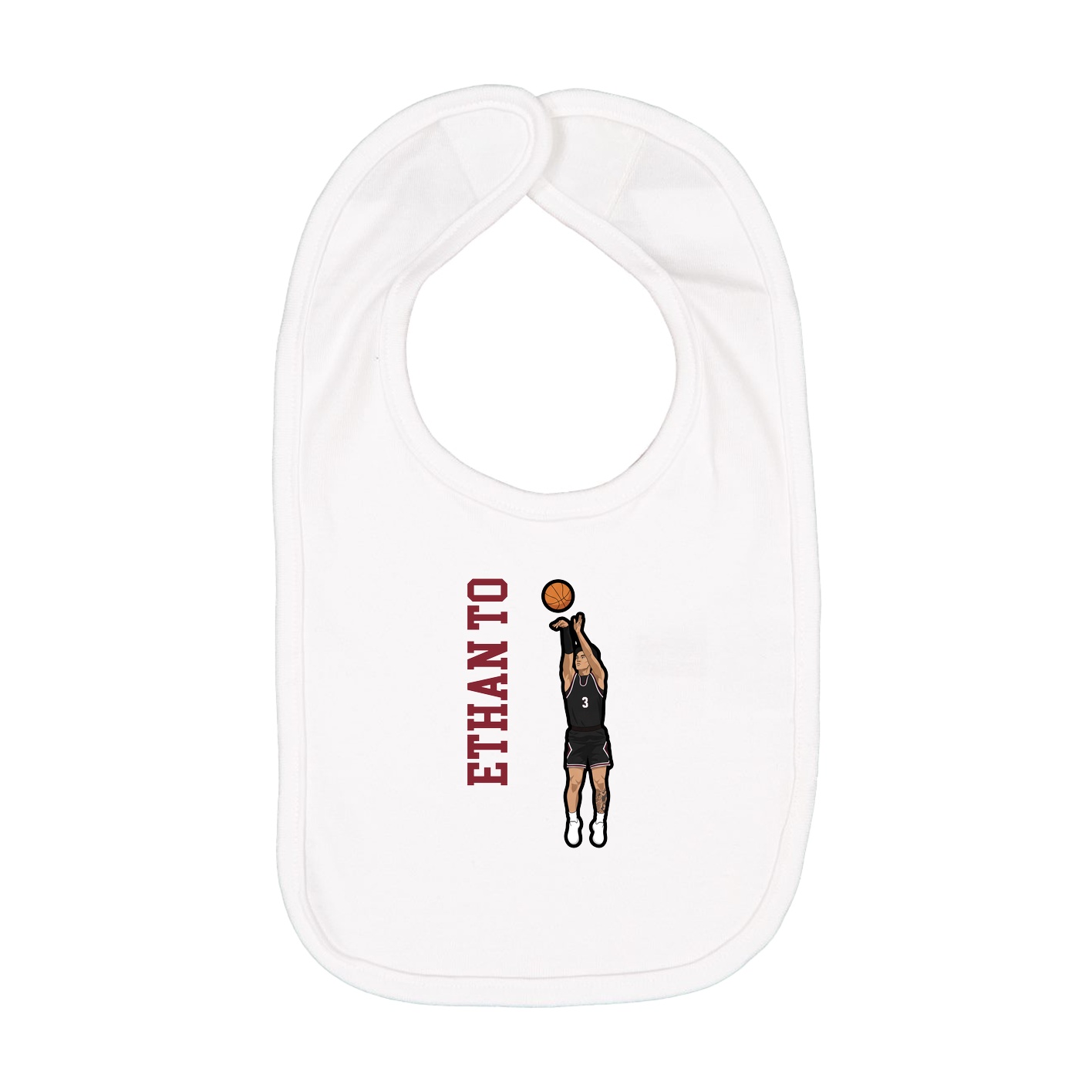 Infant Bib — Name Vertical in White