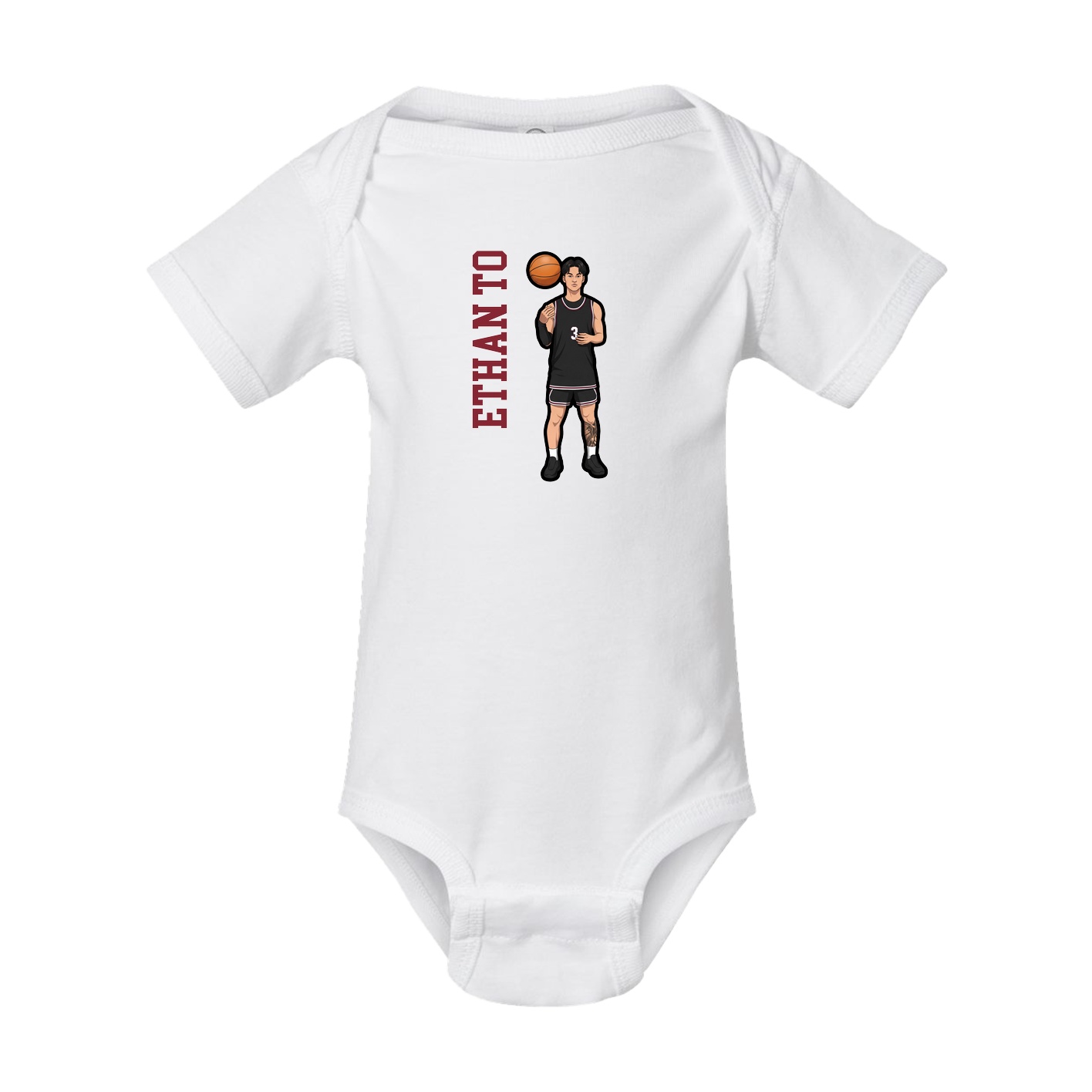 Baby Onesie — Name Vertical in White