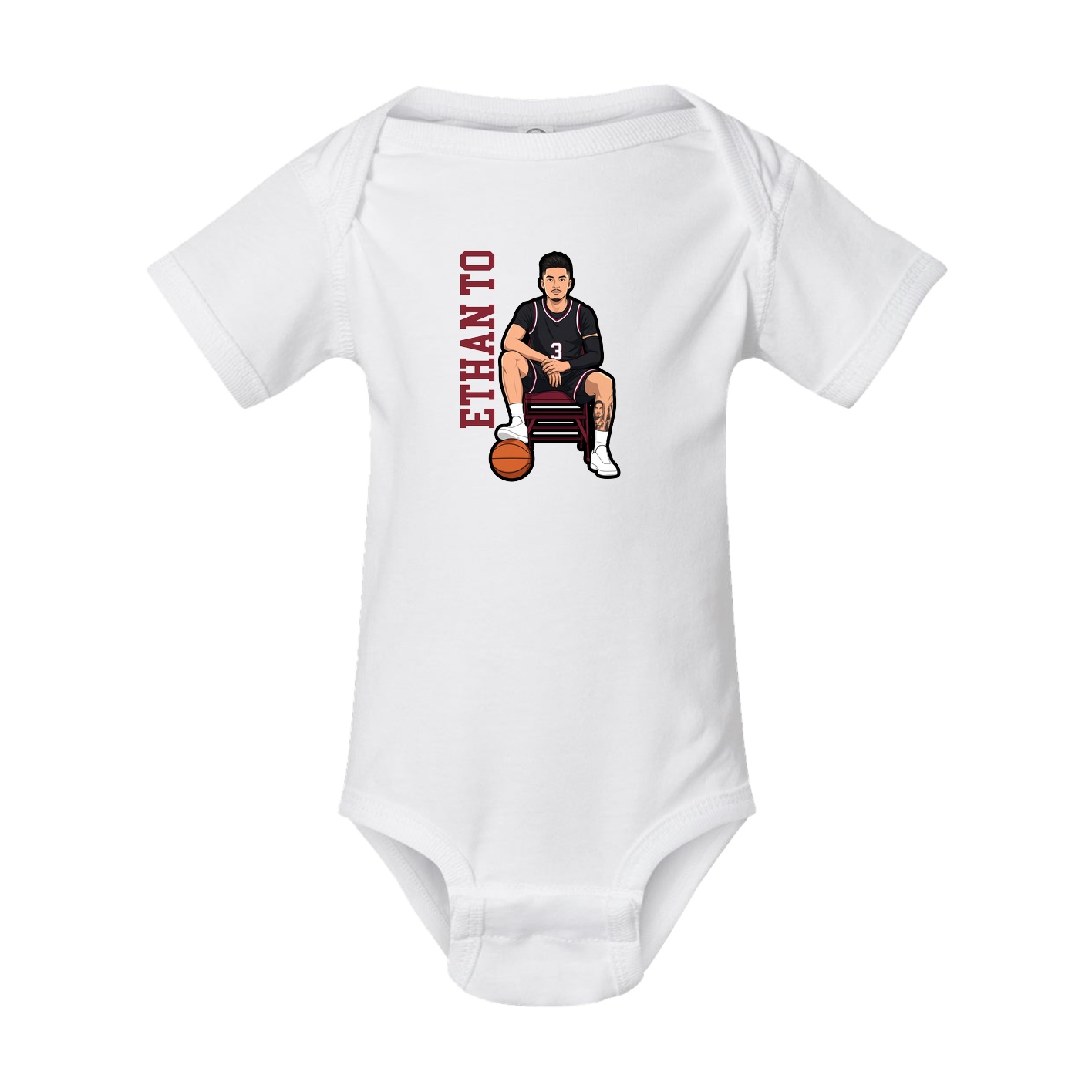Baby Onesie — Name Vertical in White