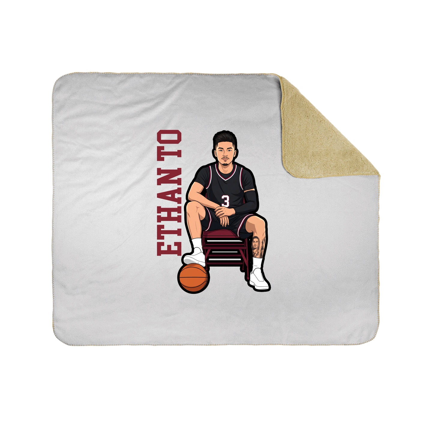 Throw Blanket — Name Vertical in White