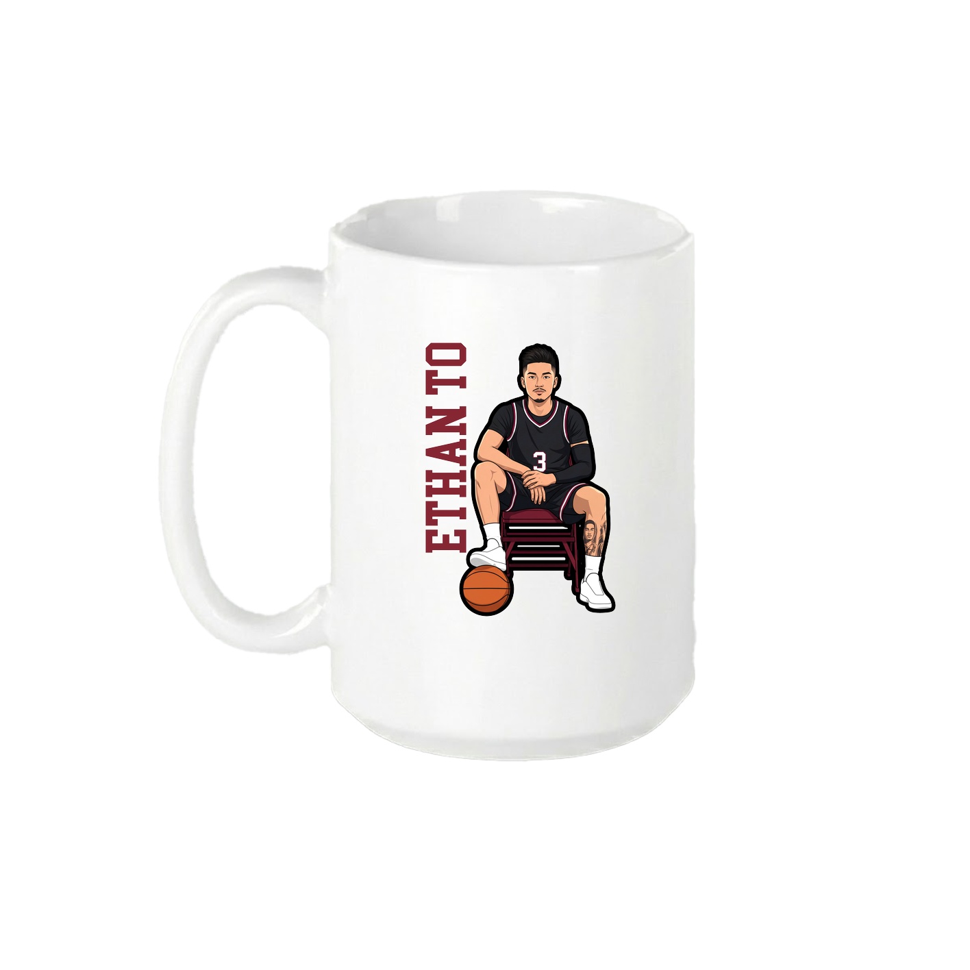 15oz Coffee Mug — Name Vertical in White