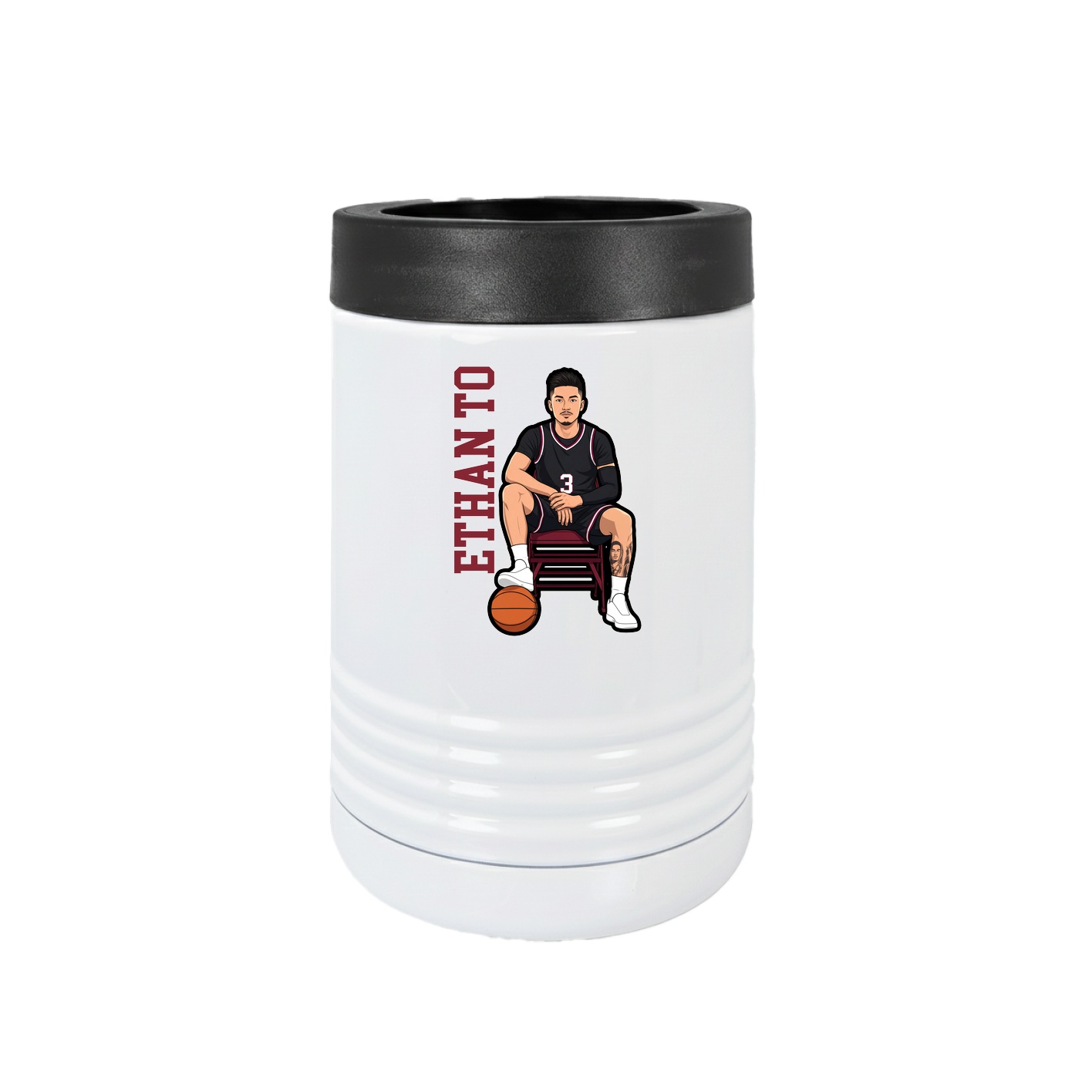 Beverage Holder — Name Vertical in White