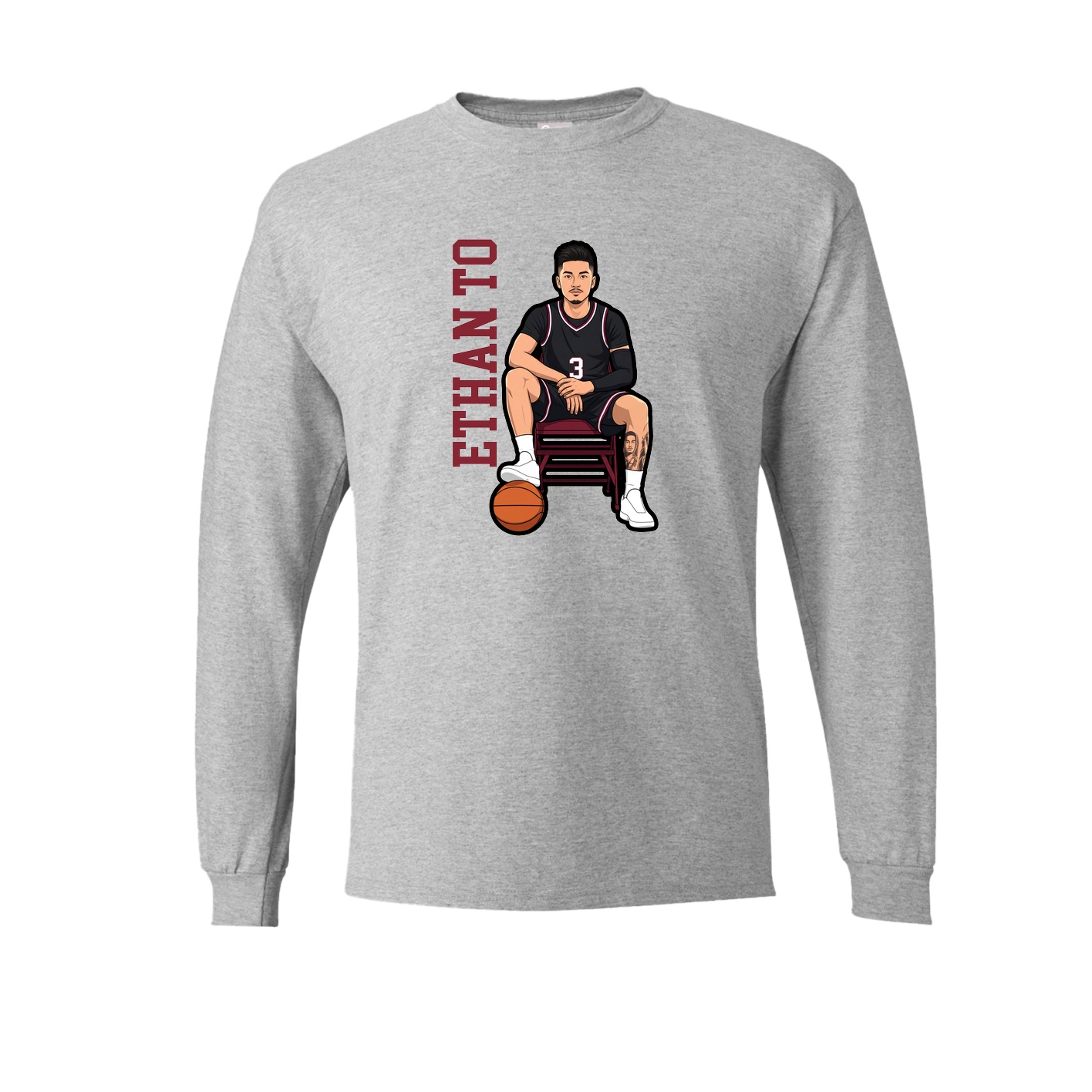 Long Sleeve Tee — Name Vertical in Grey