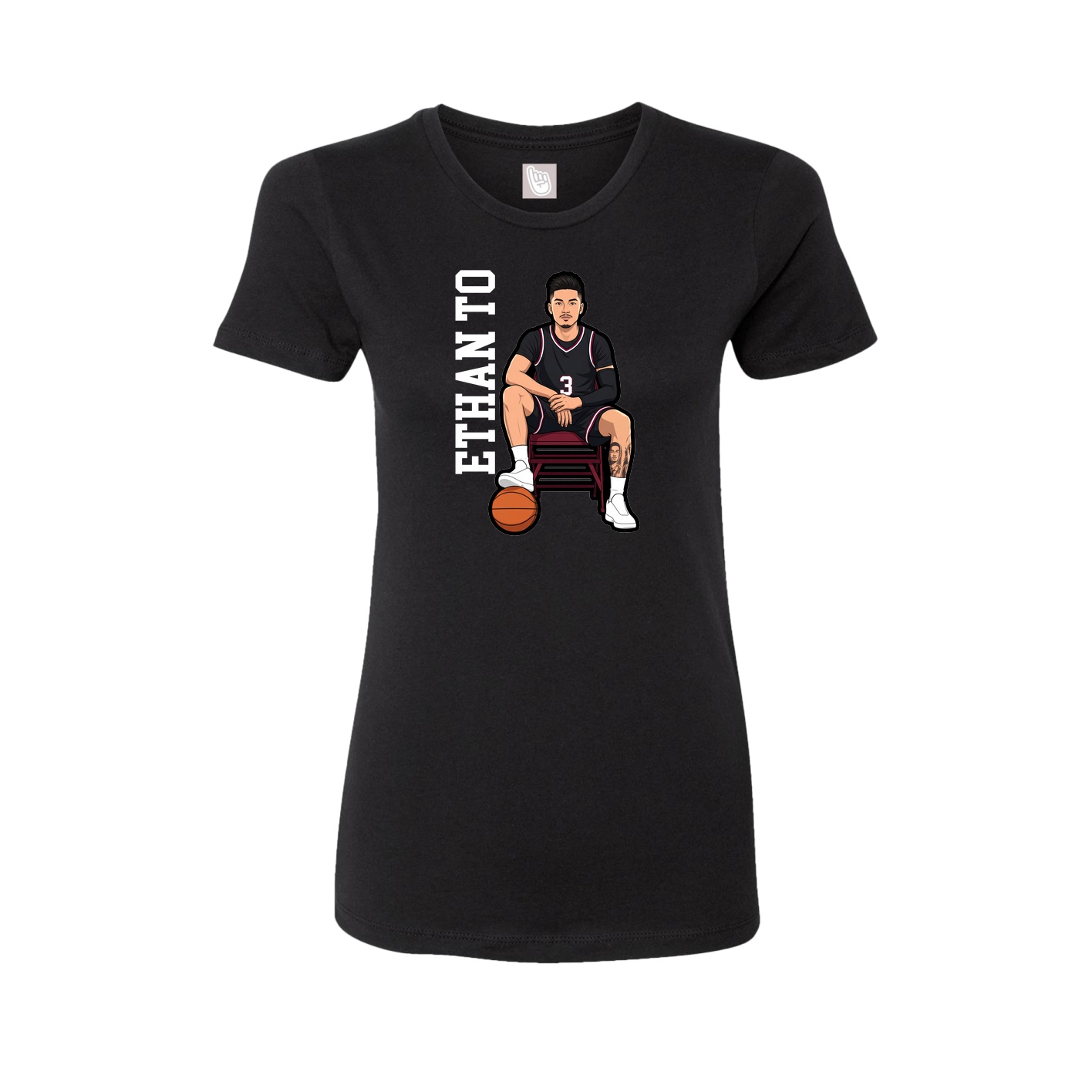 Fitted Women's Tee — Name Vertical in Black