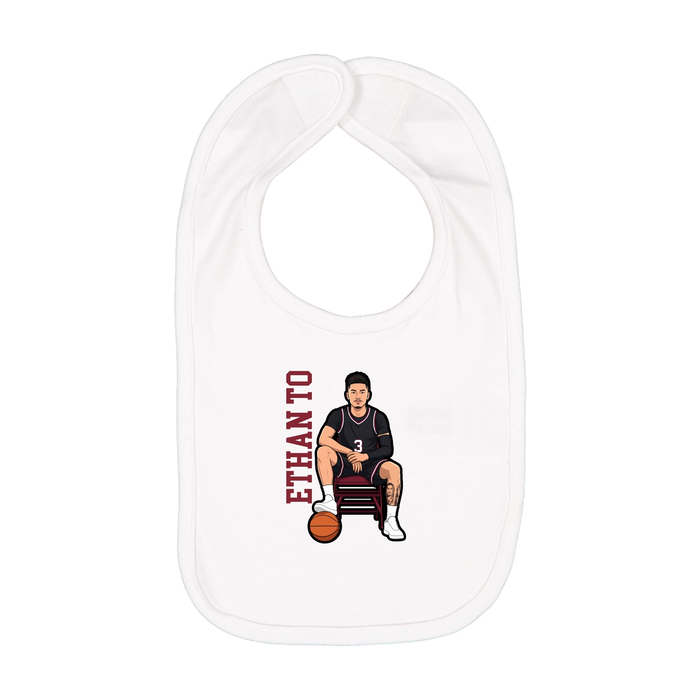 Infant Bib — Name Vertical in White