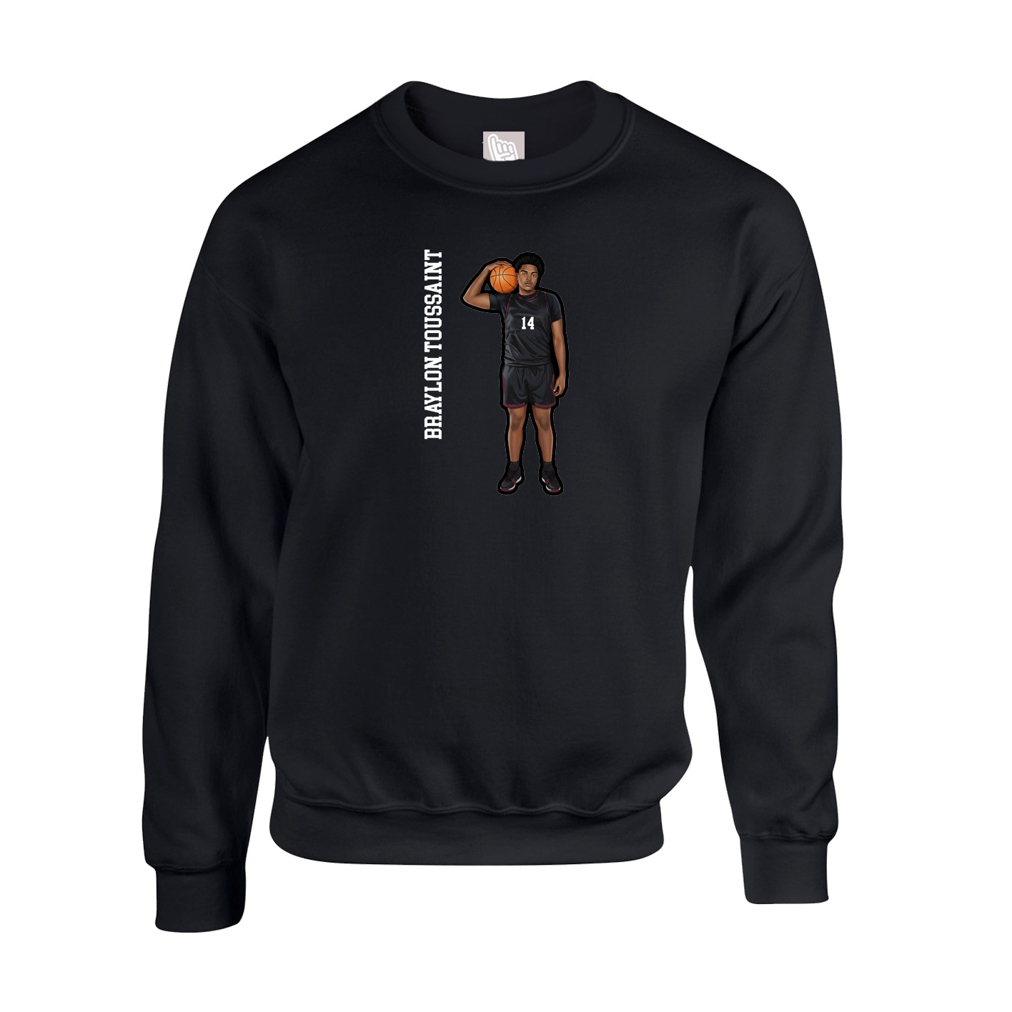Fleece Crew — Name Vertical in Black