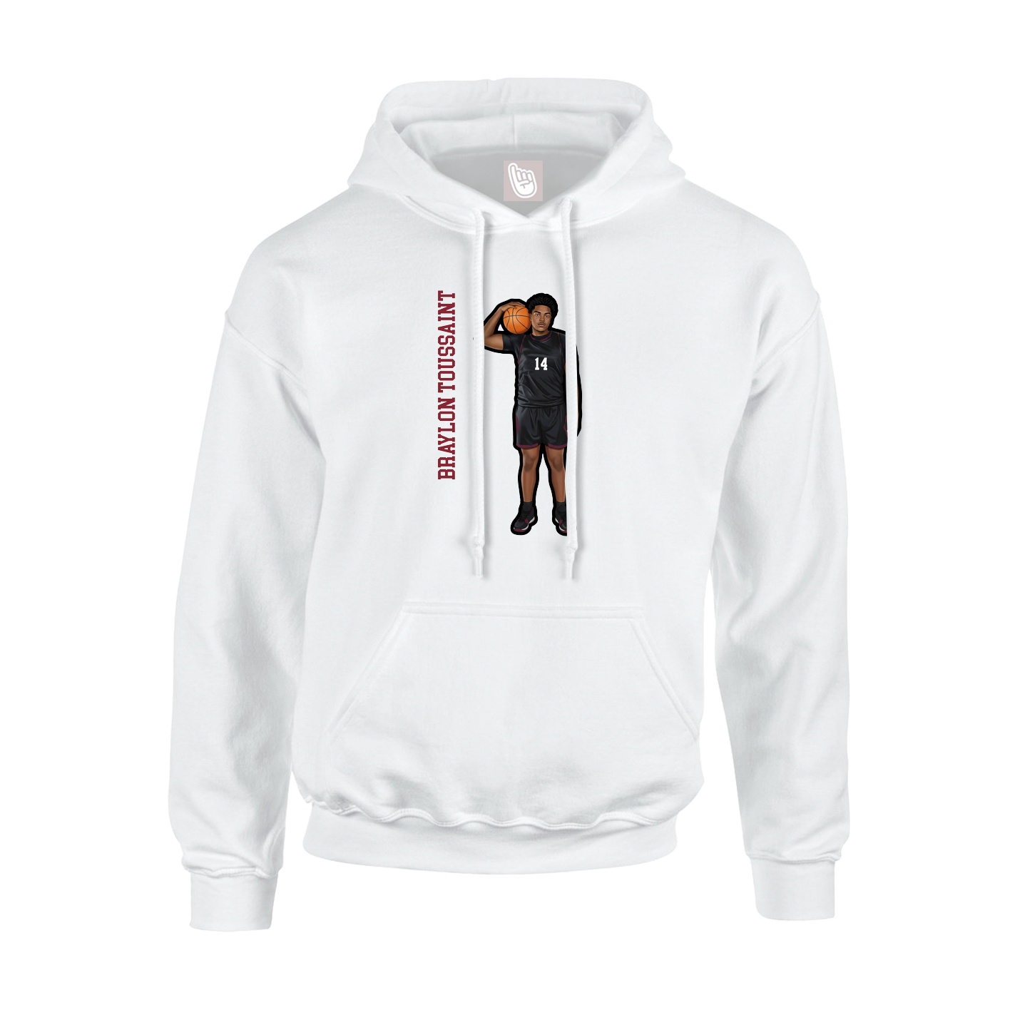 Youth Hoodie — Name Vertical in White