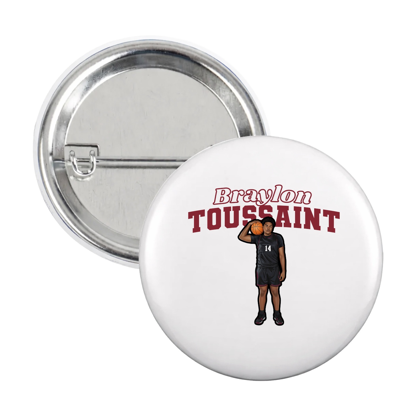 Game Day Button — Name Arch in White