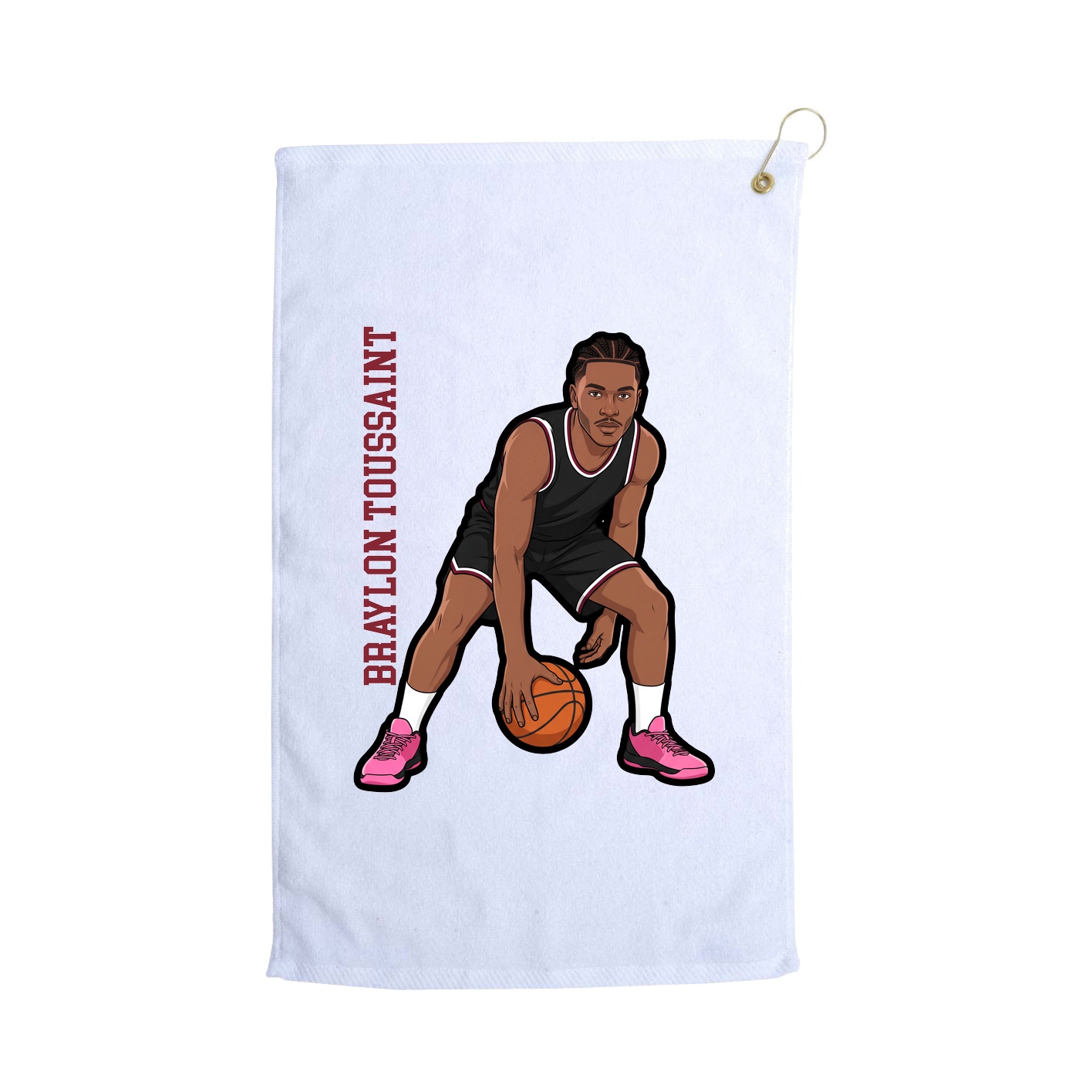 Golf Towel — Name Vertical in White