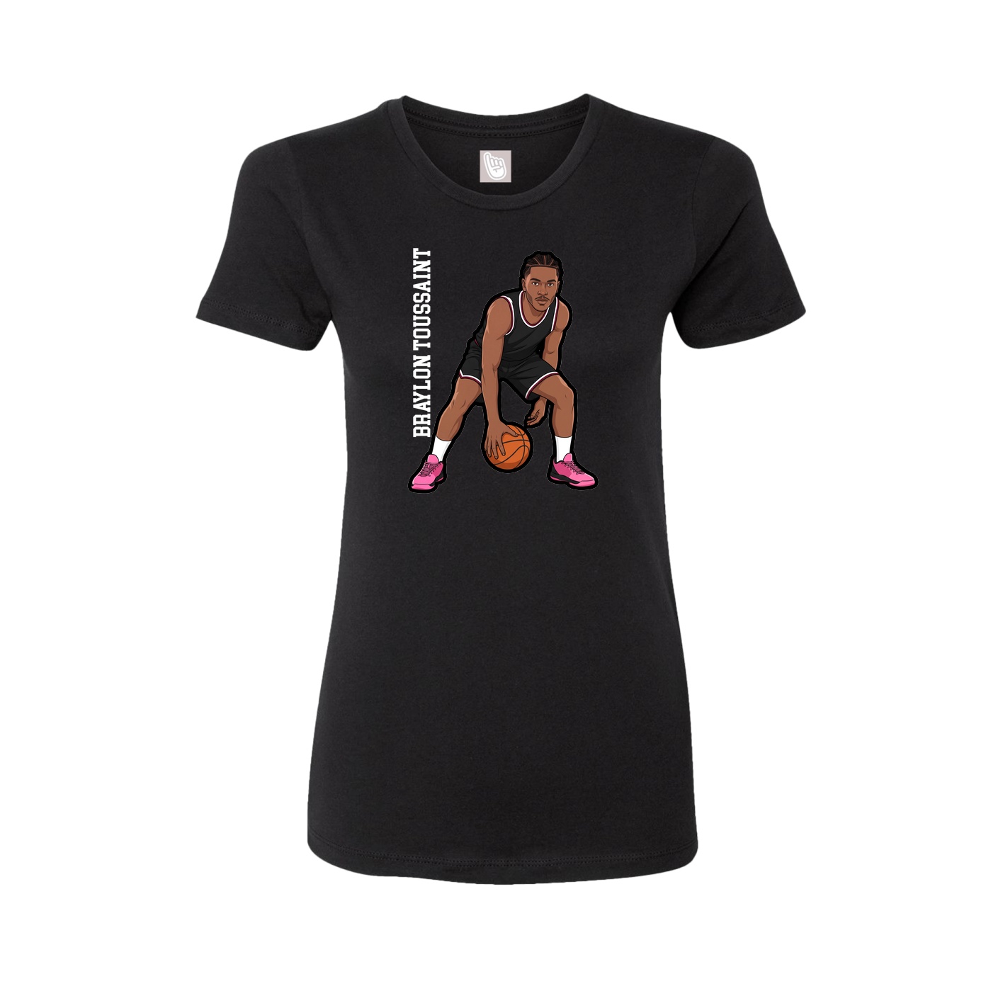 Fitted Women's Tee — Name Vertical in Black
