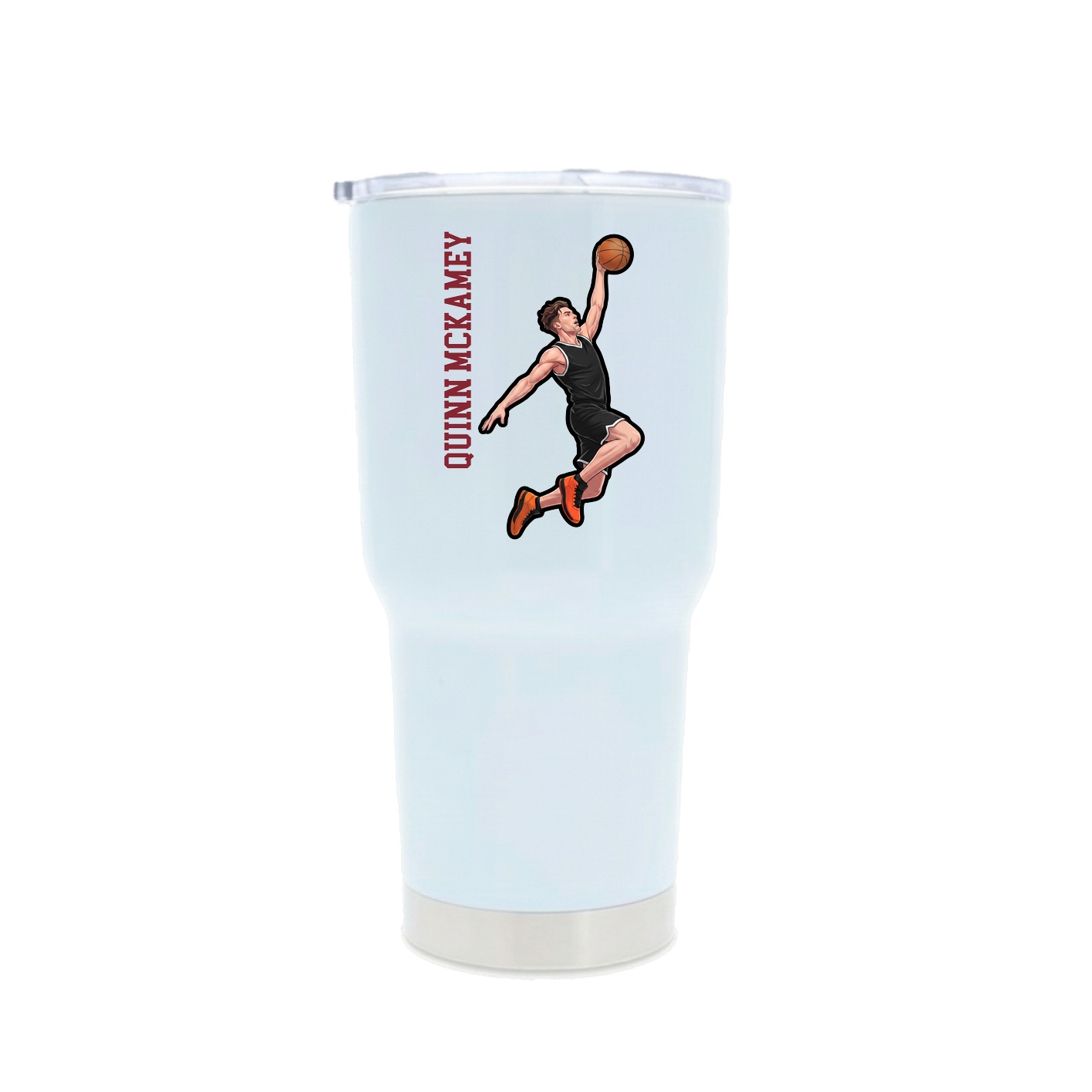 30oz Stainless Steel Tumbler — Name Vertical in White
