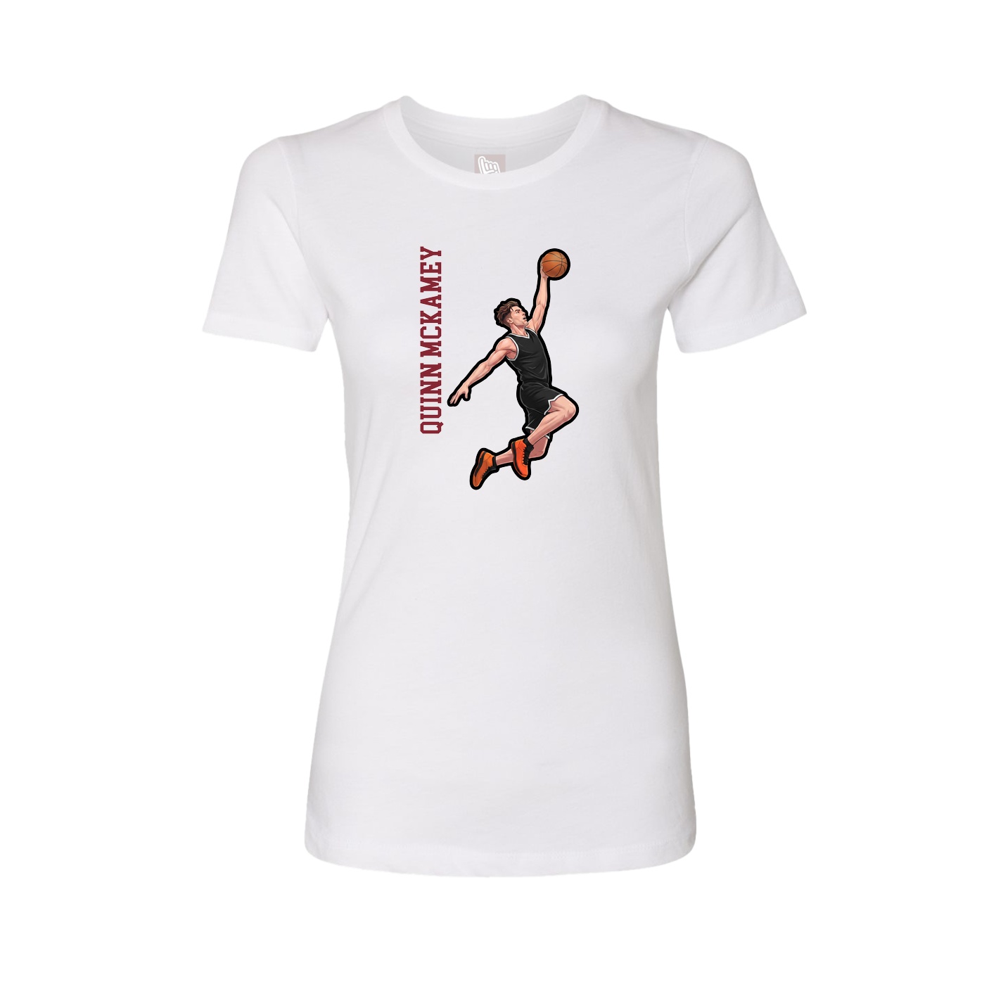 Fitted Women's Tee — Name Vertical in White