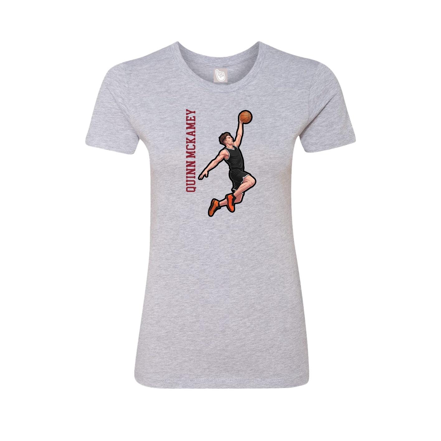 Fitted Women's Tee — Name Vertical in Grey