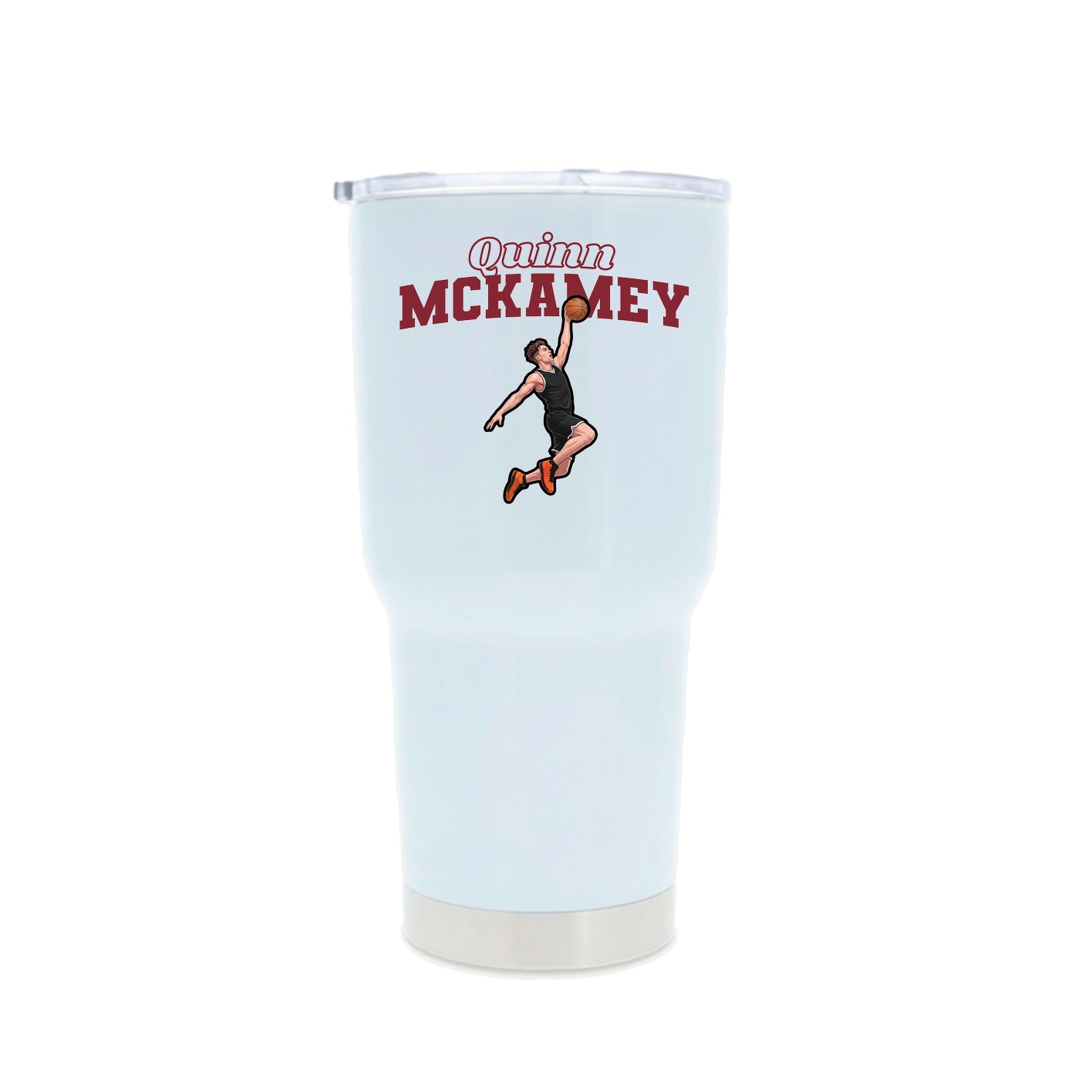 30oz Stainless Steel Tumbler — Name Arch in White