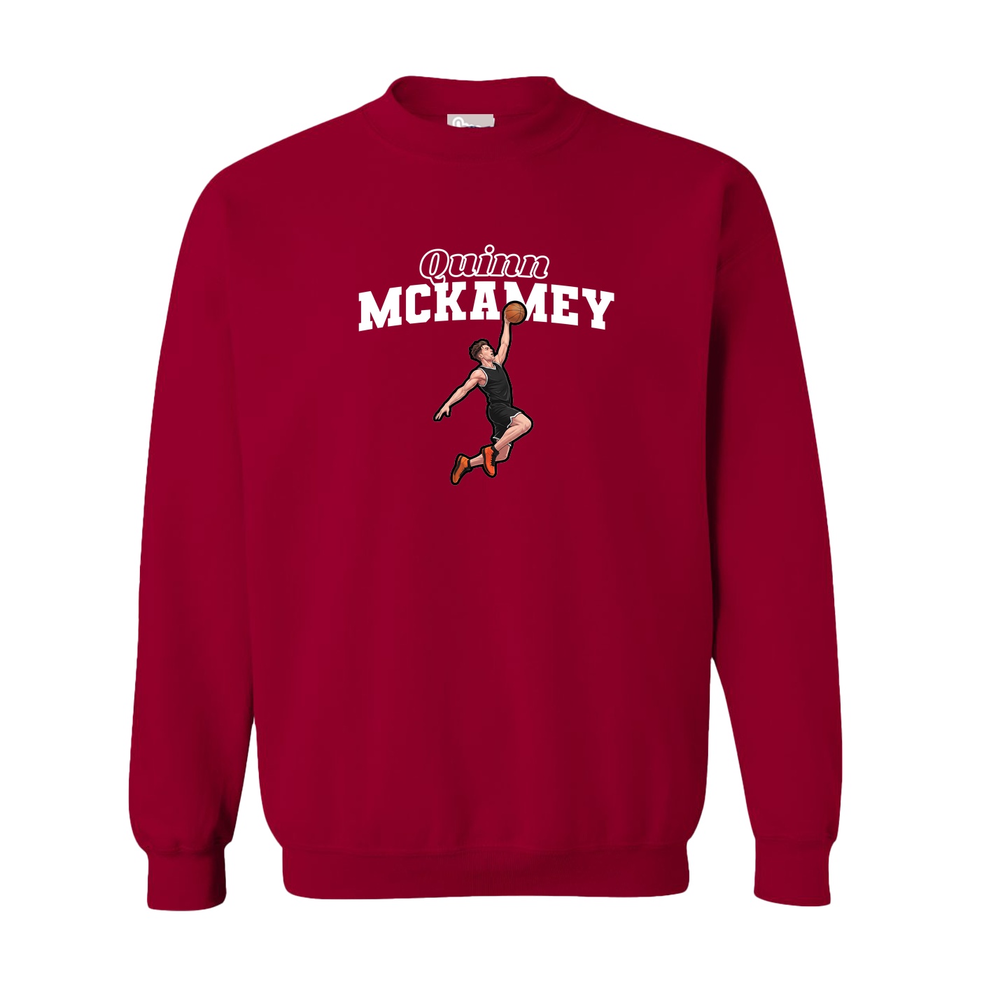 Fleece Crew — Name Arch in Cardinal