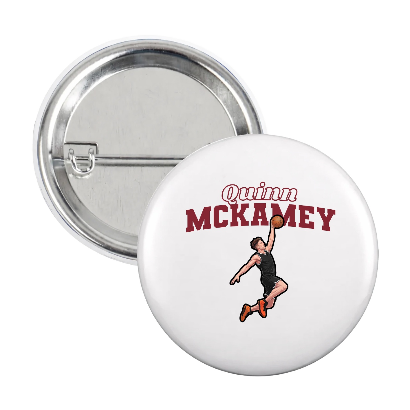 Game Day Button — Name Arch in White