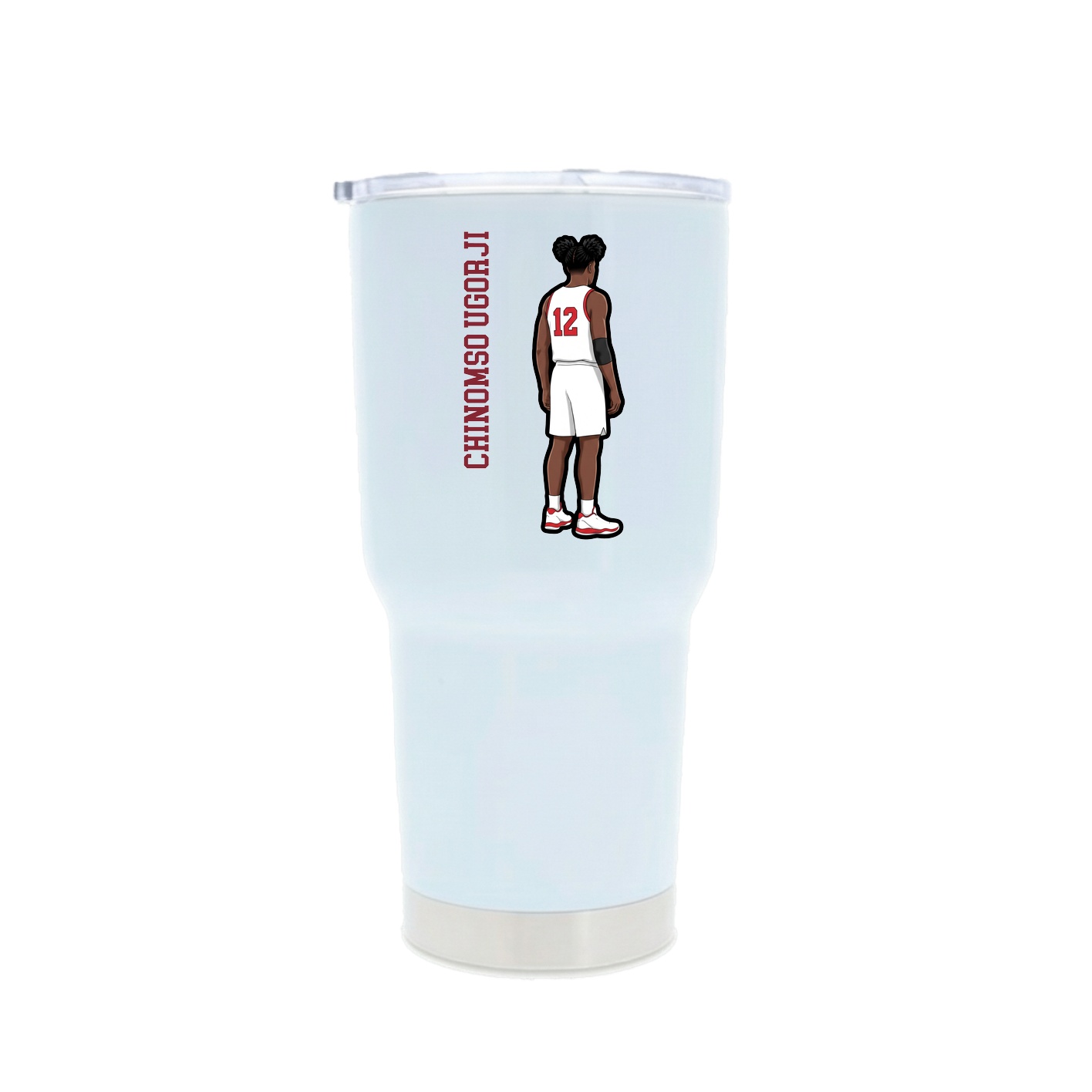 30oz Stainless Steel Tumbler — Name Vertical in White