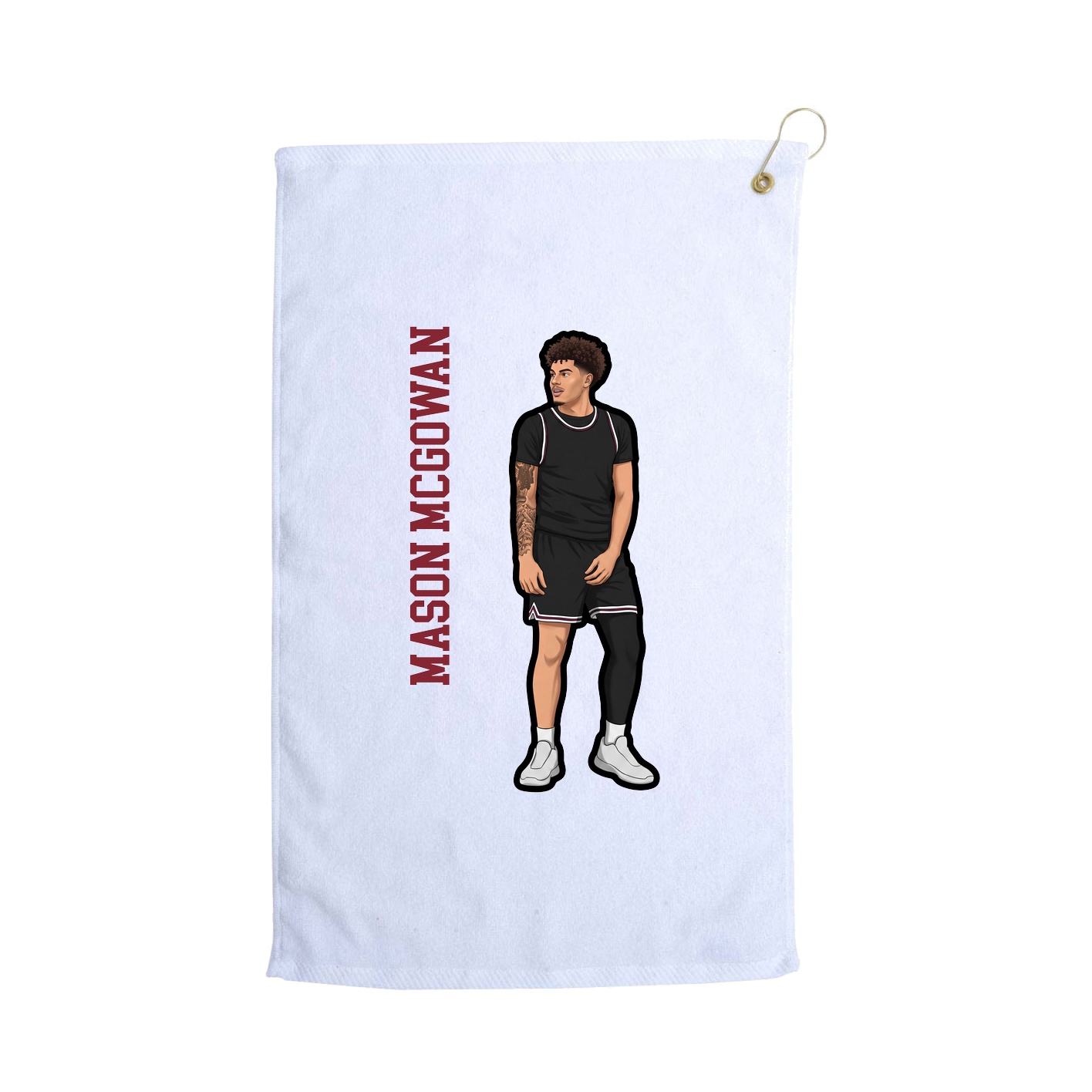 Golf Towel — Name Vertical in White