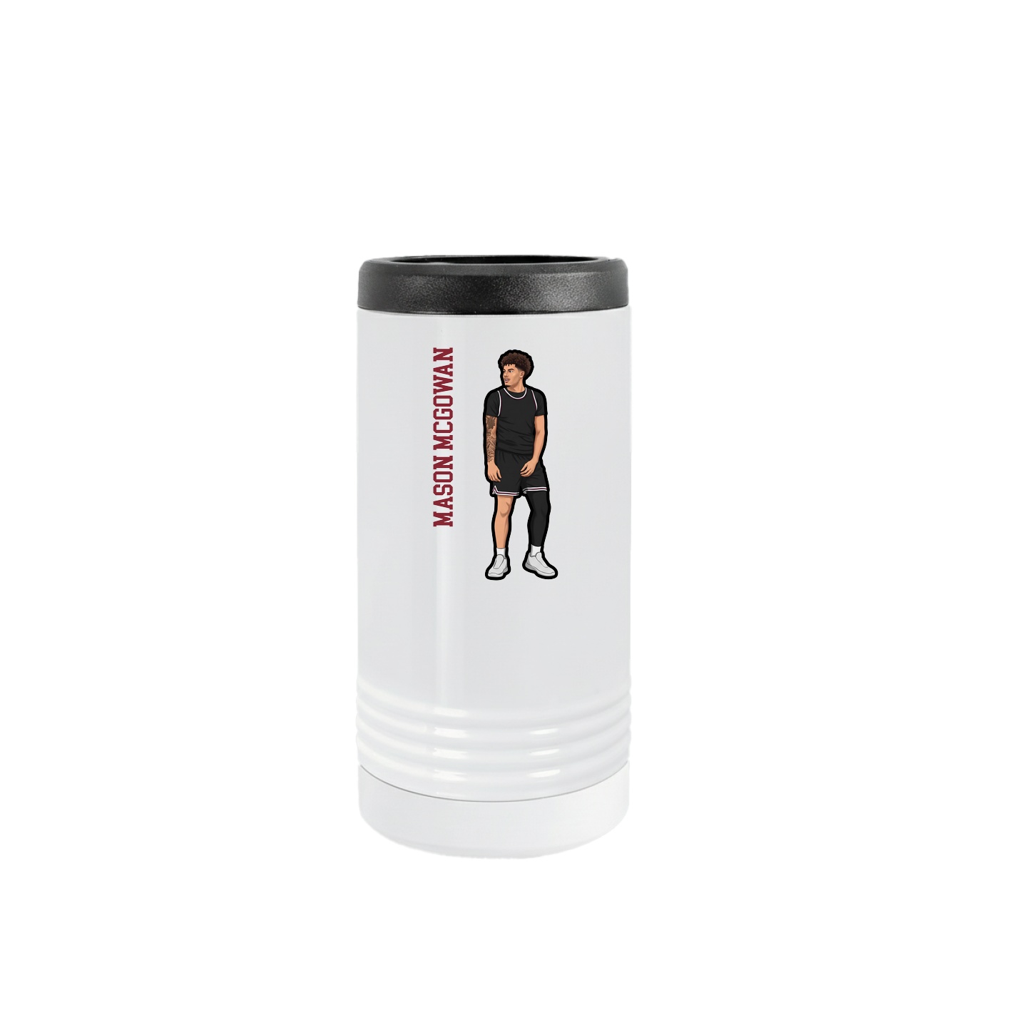 Slim Beverage Holder — Name Vertical in White