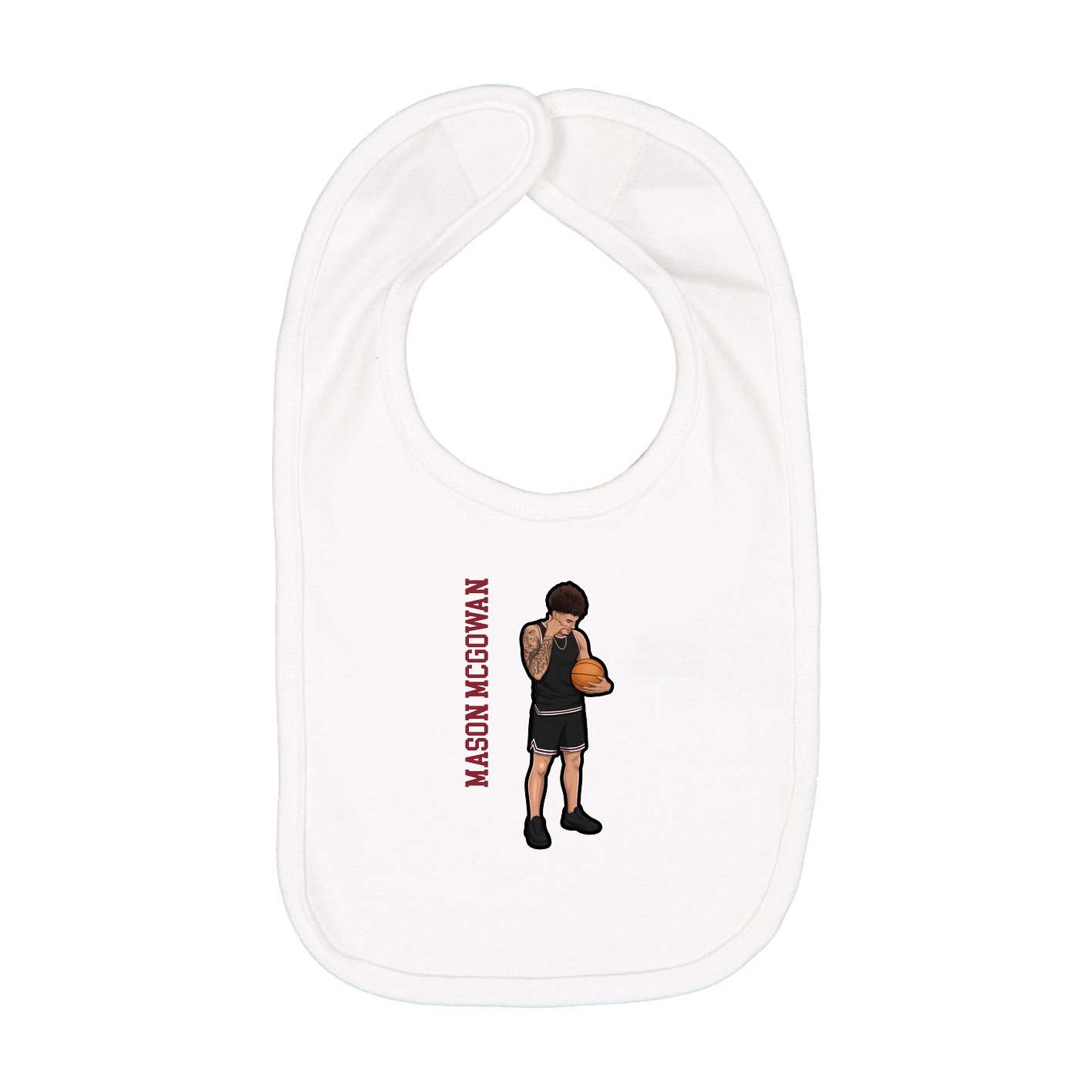 Infant Bib — Name Vertical in White