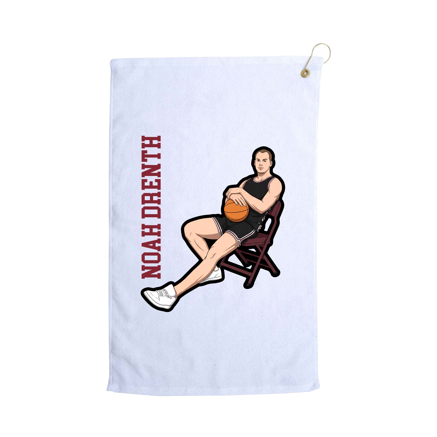 Golf Towel — Name Vertical in White