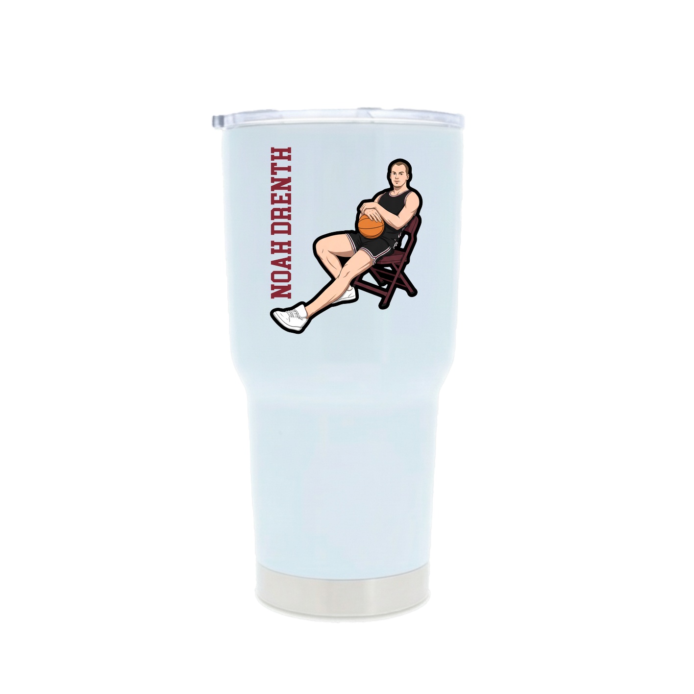 30oz Stainless Steel Tumbler — Name Vertical in White