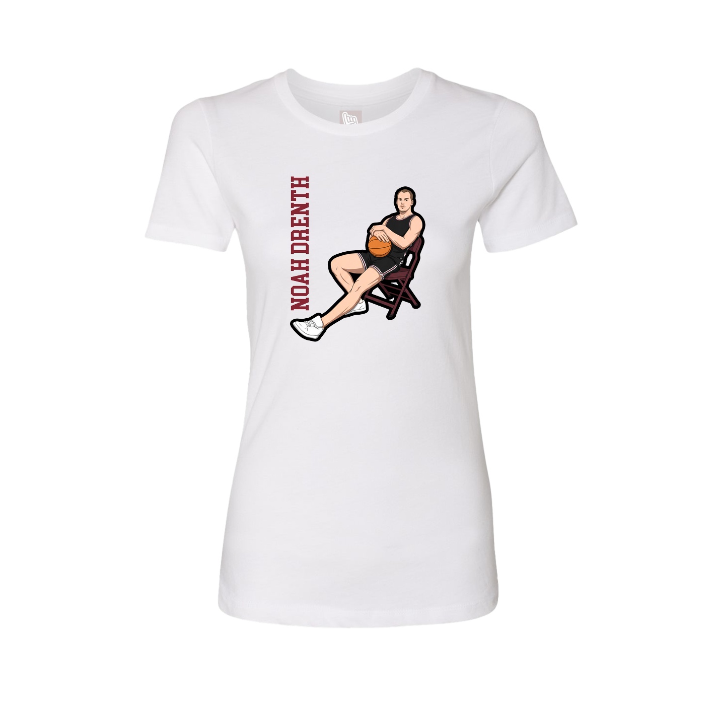 Fitted Women's Tee — Name Vertical in White
