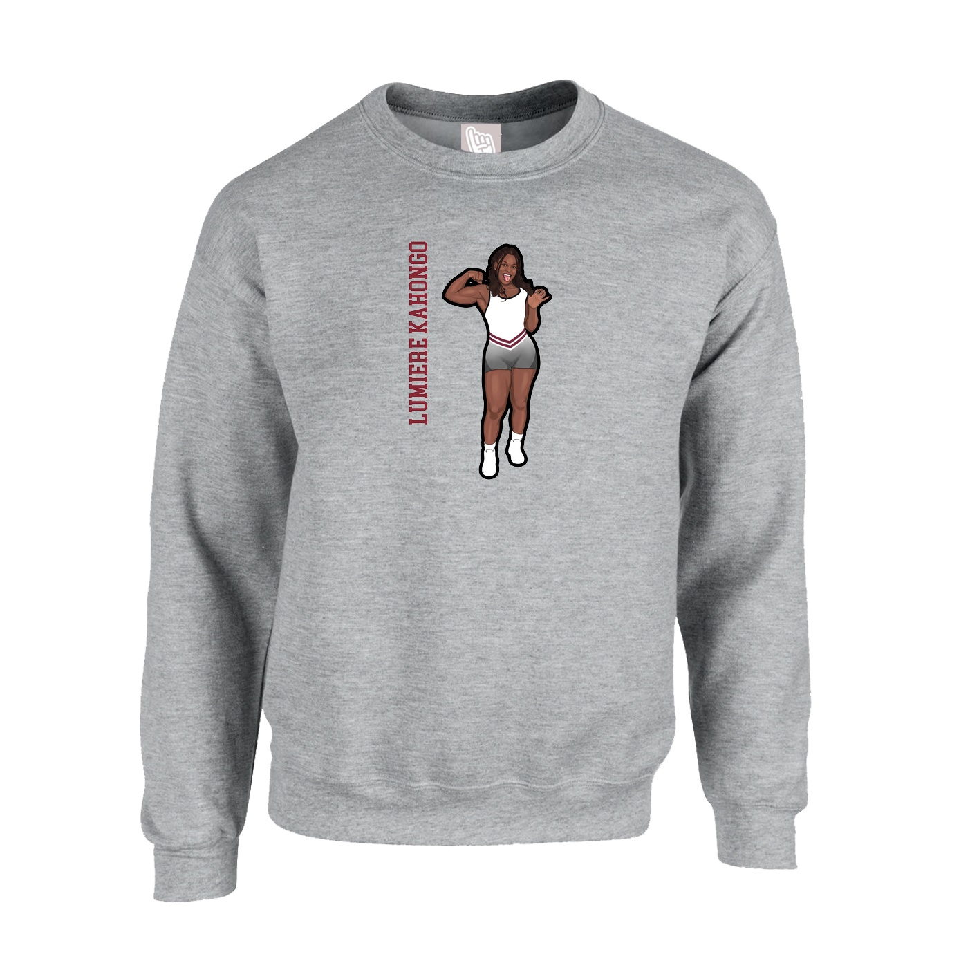 Fleece Crew — Name Vertical in Grey
