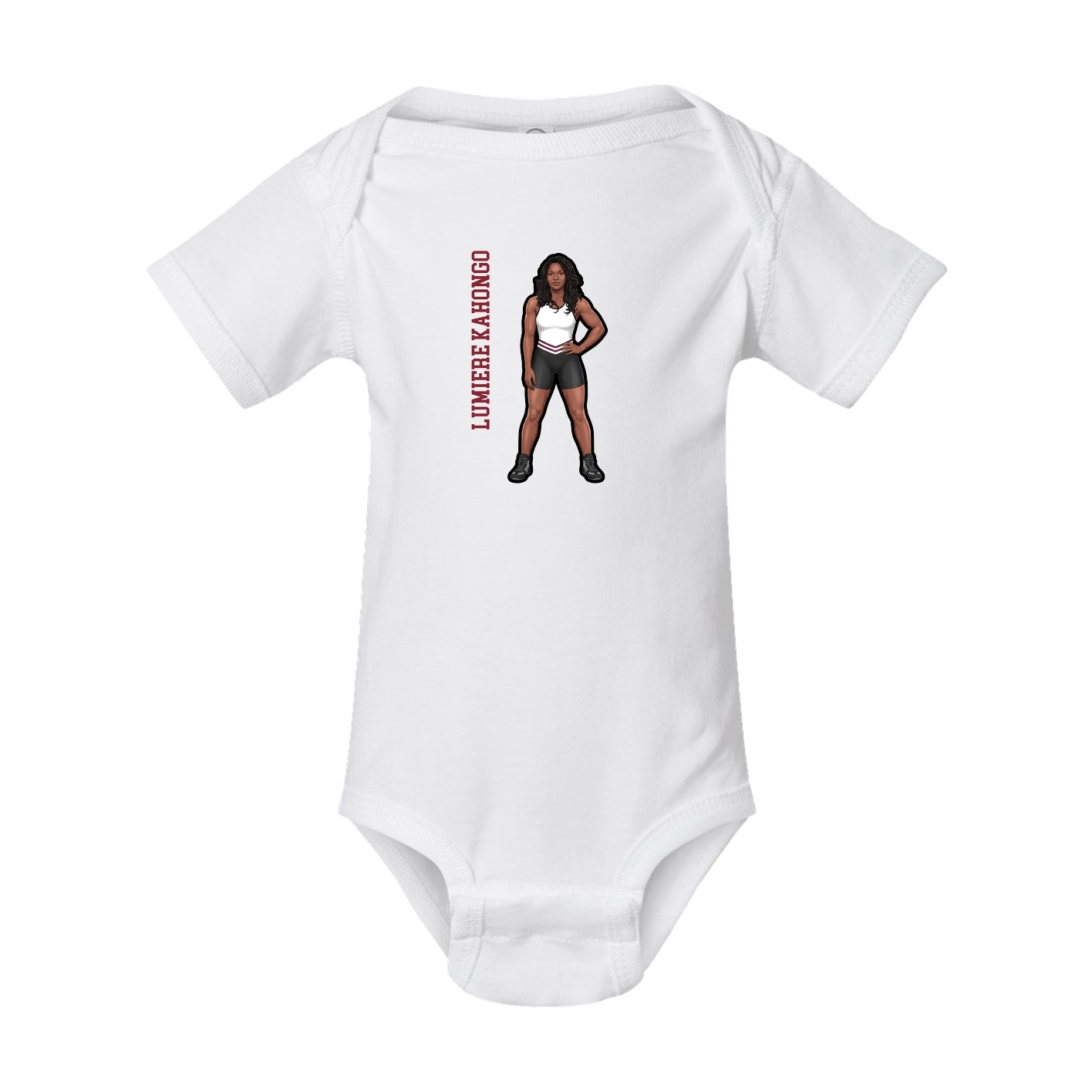 Baby Onesie — Name Vertical in White
