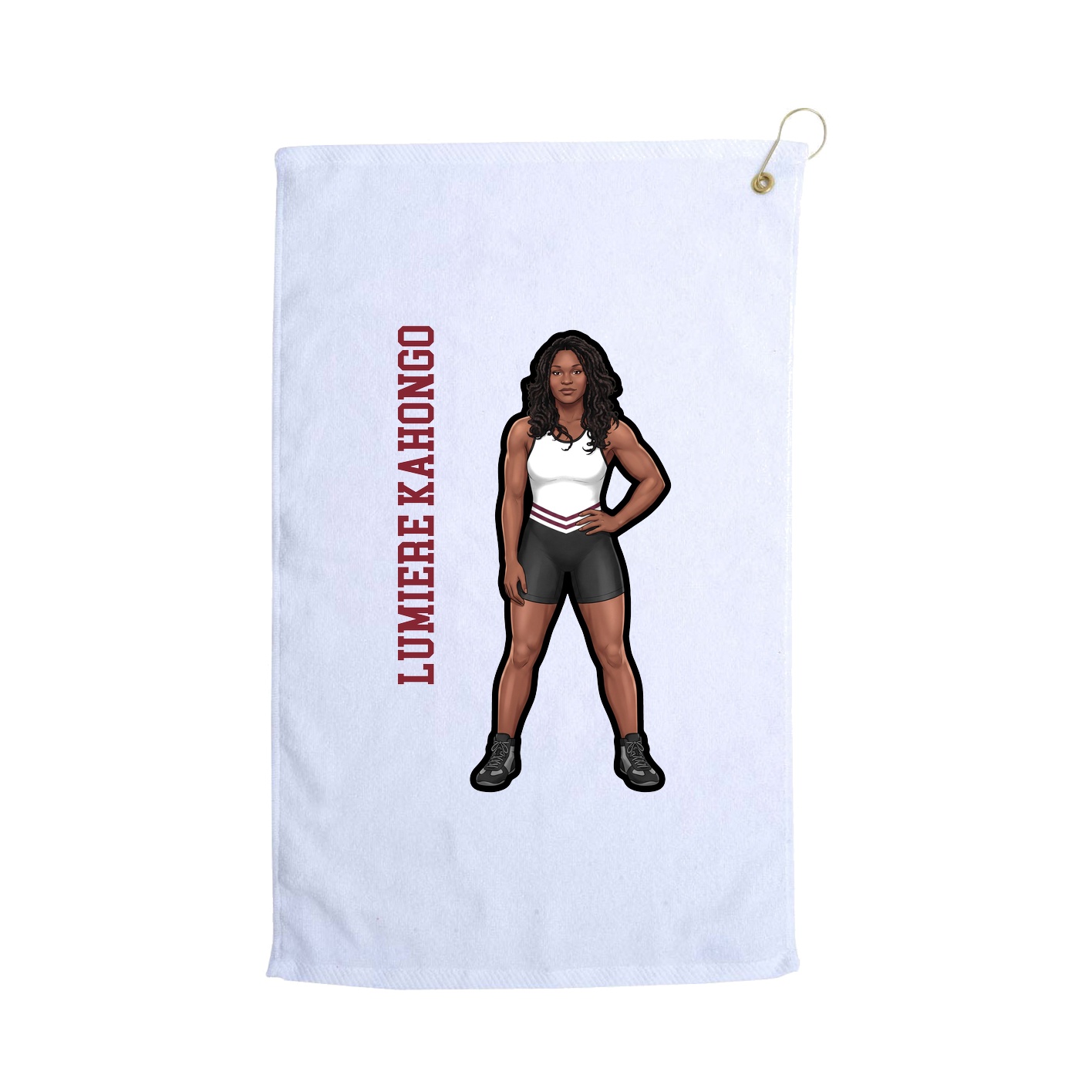 Golf Towel — Name Vertical in White