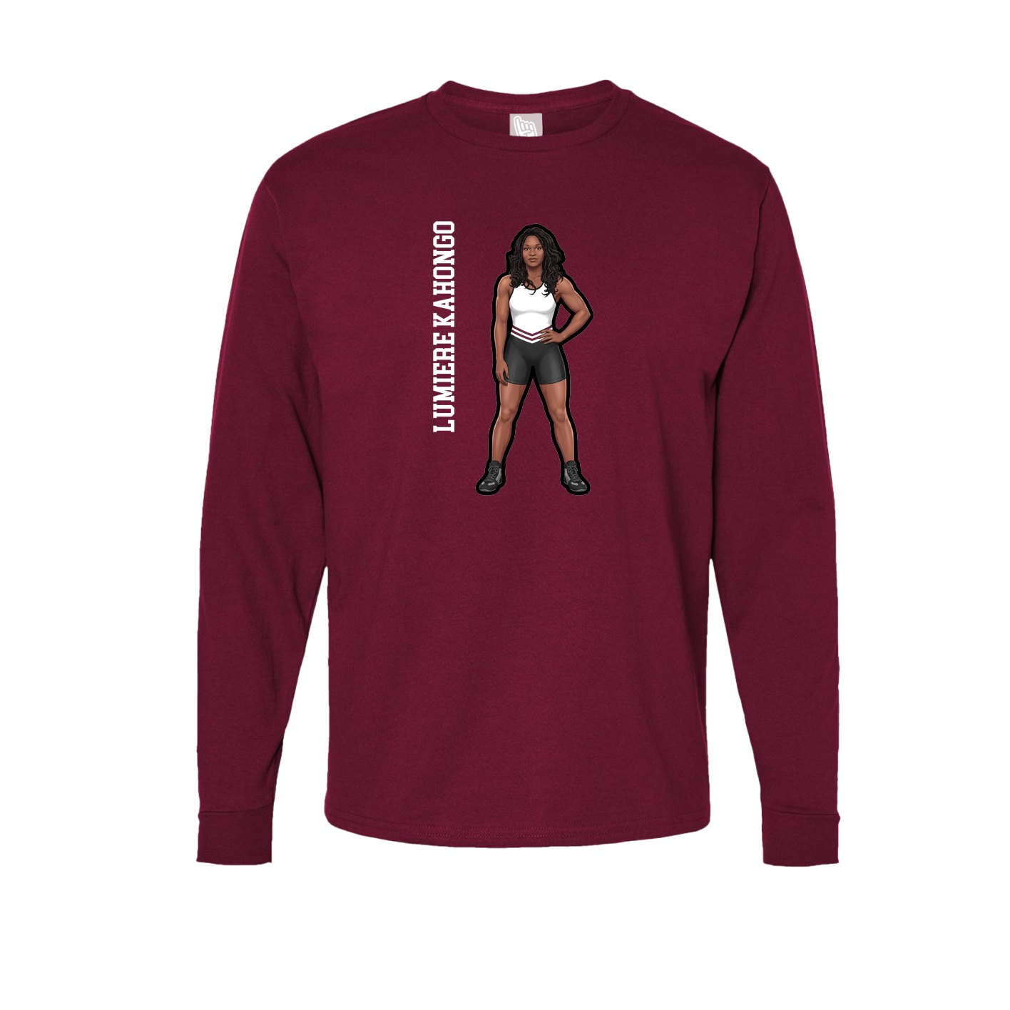 Long Sleeve Tee — Name Vertical in Cardinal