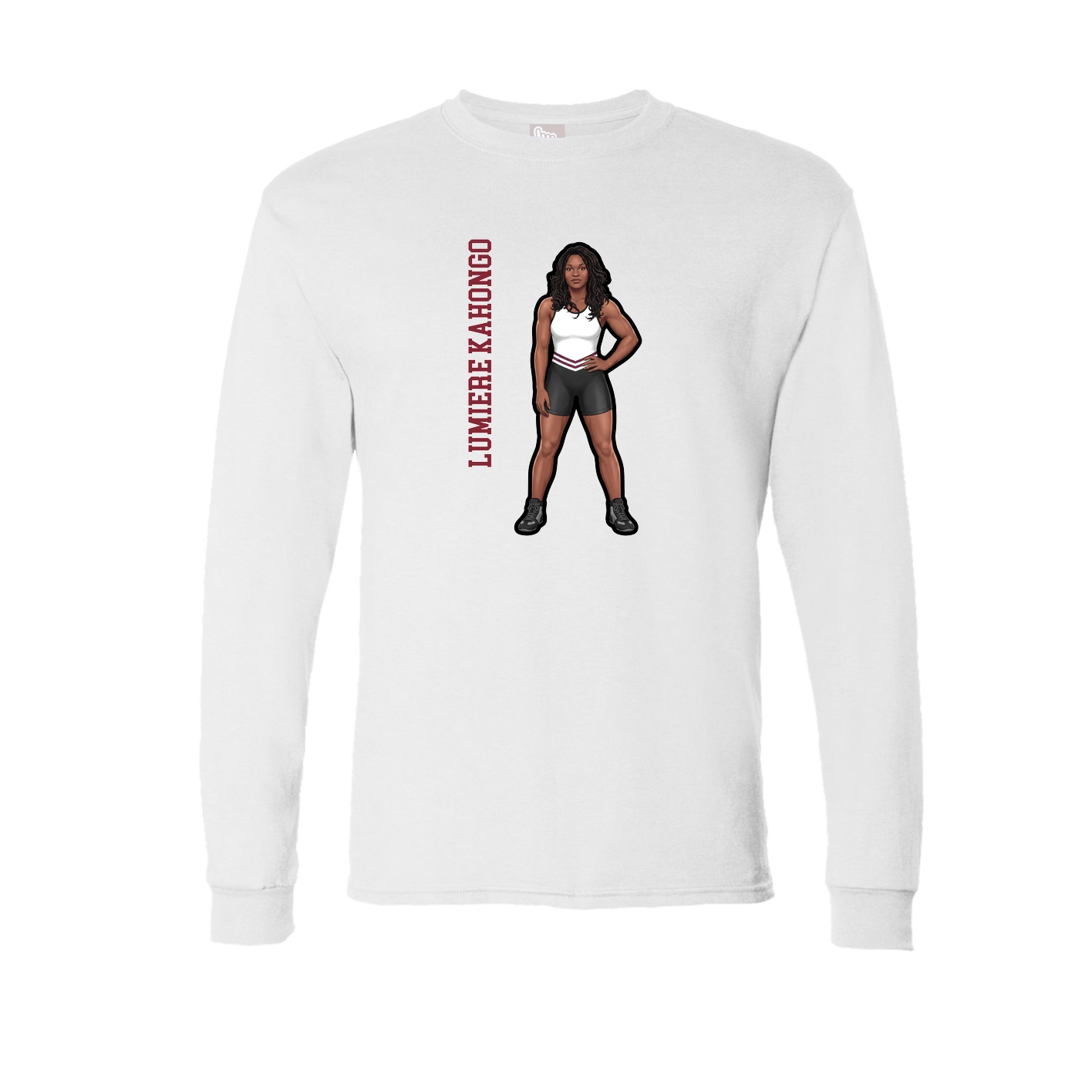 Long Sleeve Tee — Name Vertical in White