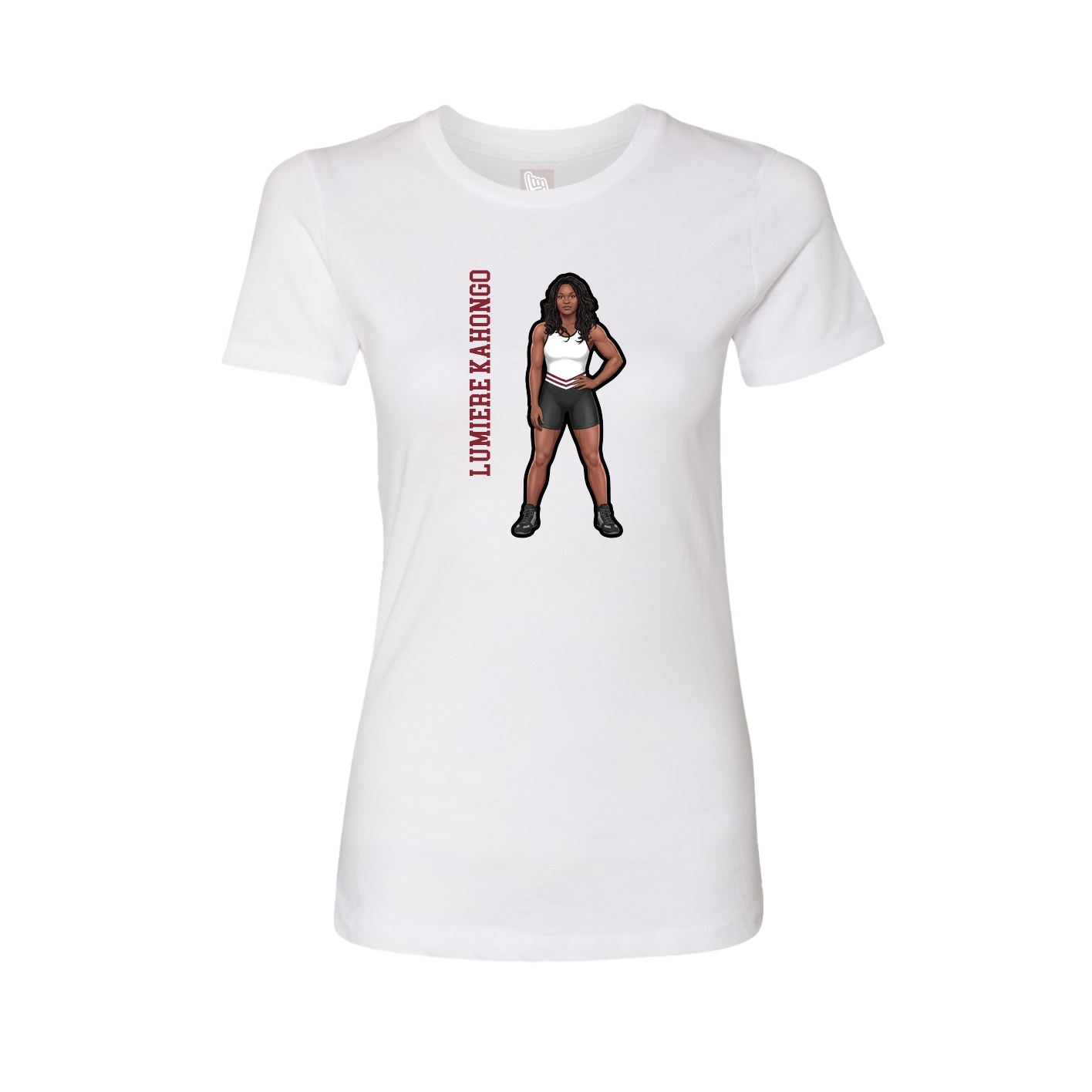 Womens Tee — Name Vertical in White