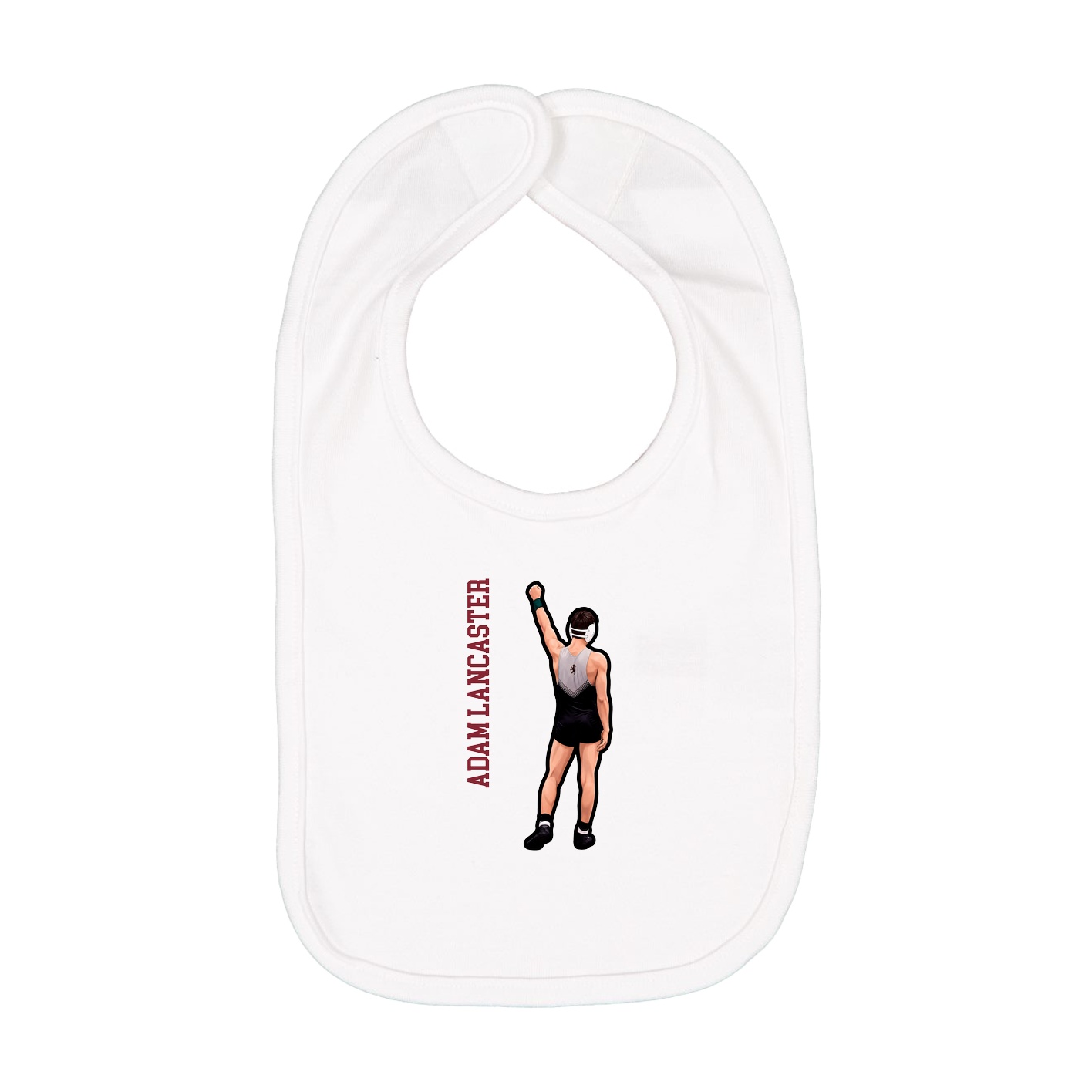 Infant Bib — Name Vertical in White
