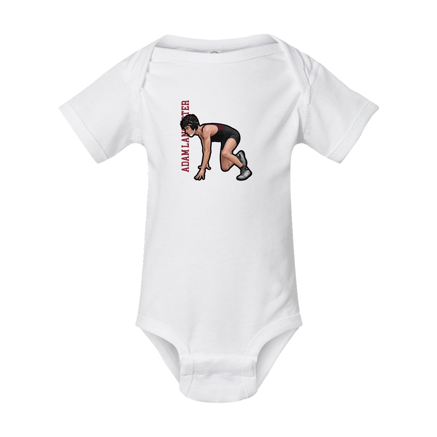 Baby Onesie — Name Vertical in White