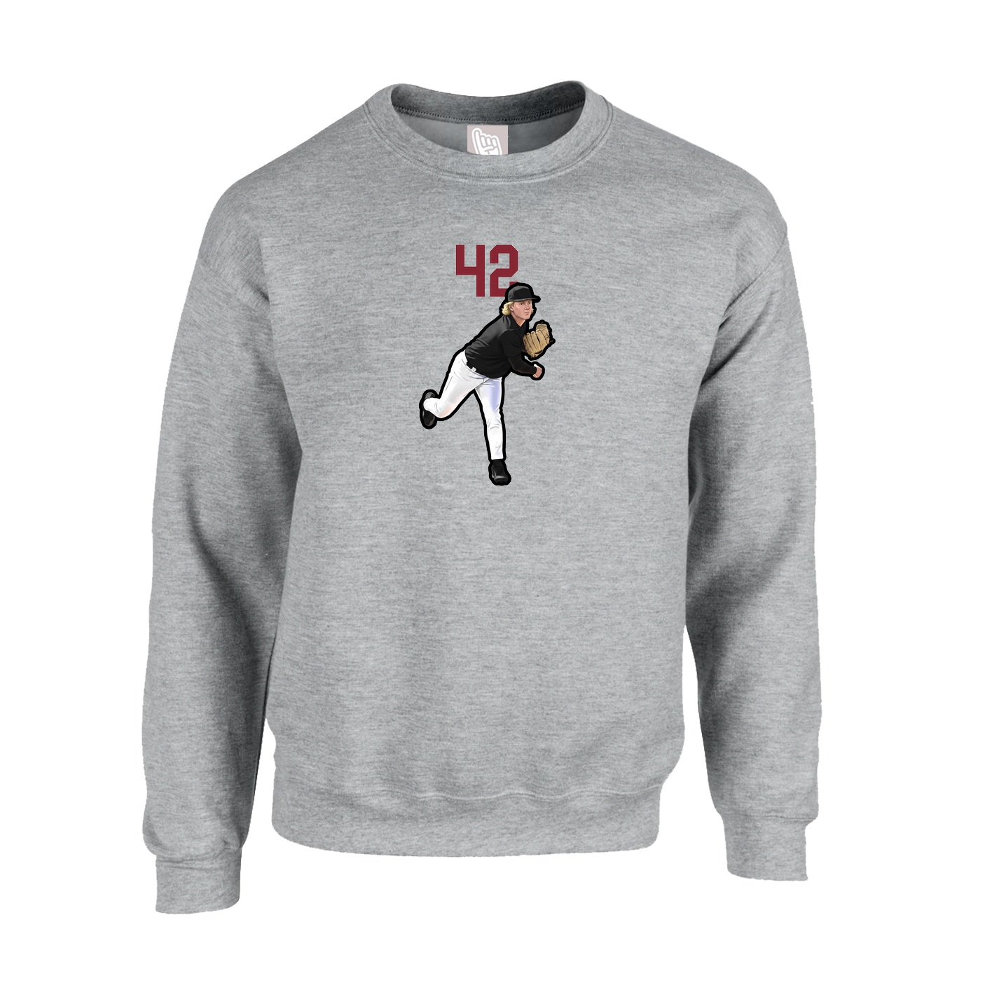 Fleece Crew — Number Top in Grey