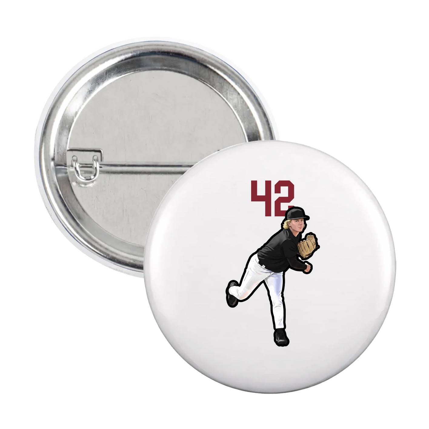 Game Day Button — Number Top in White