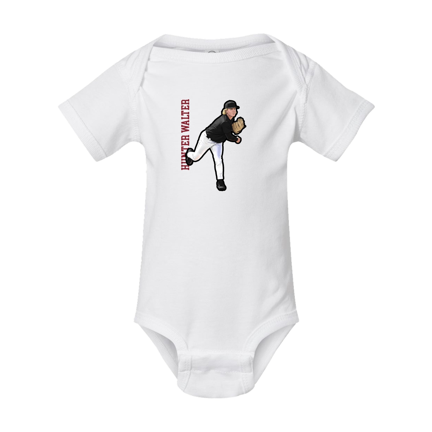 Baby Onesie — Name Vertical in White