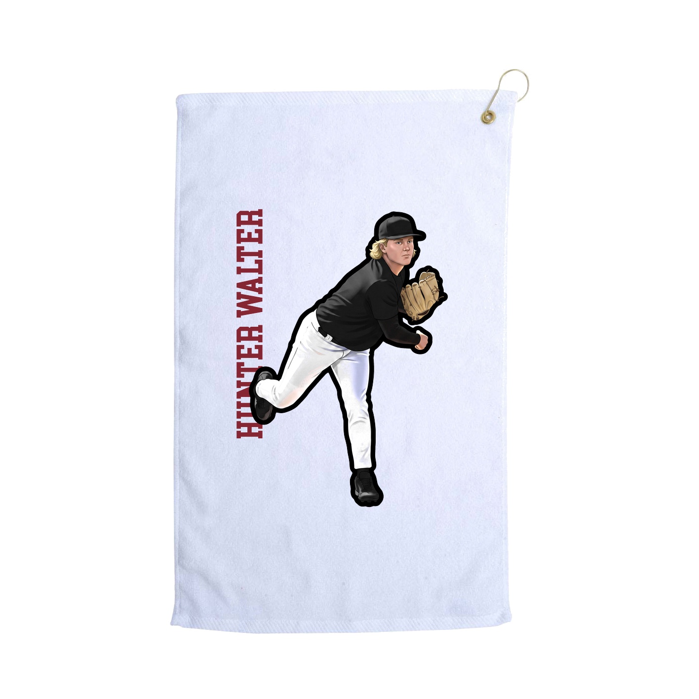 Golf Towel — Name Vertical in White