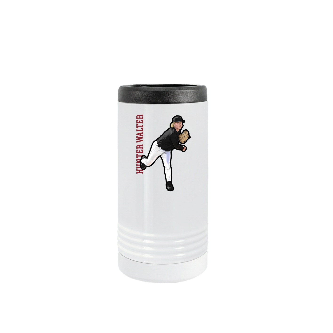 Slim Beverage Holder — Name Vertical in White