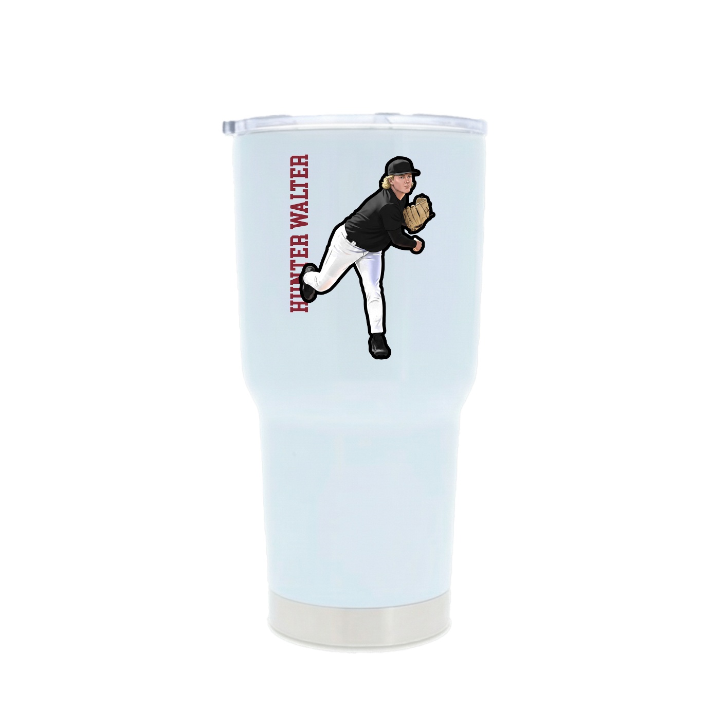 30oz Stainless Steel Tumbler — Name Vertical in White