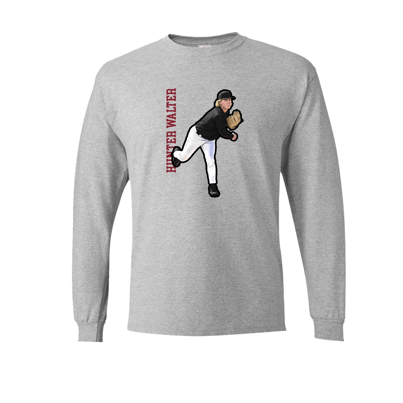 Long Sleeve Tee — Name Vertical in Grey