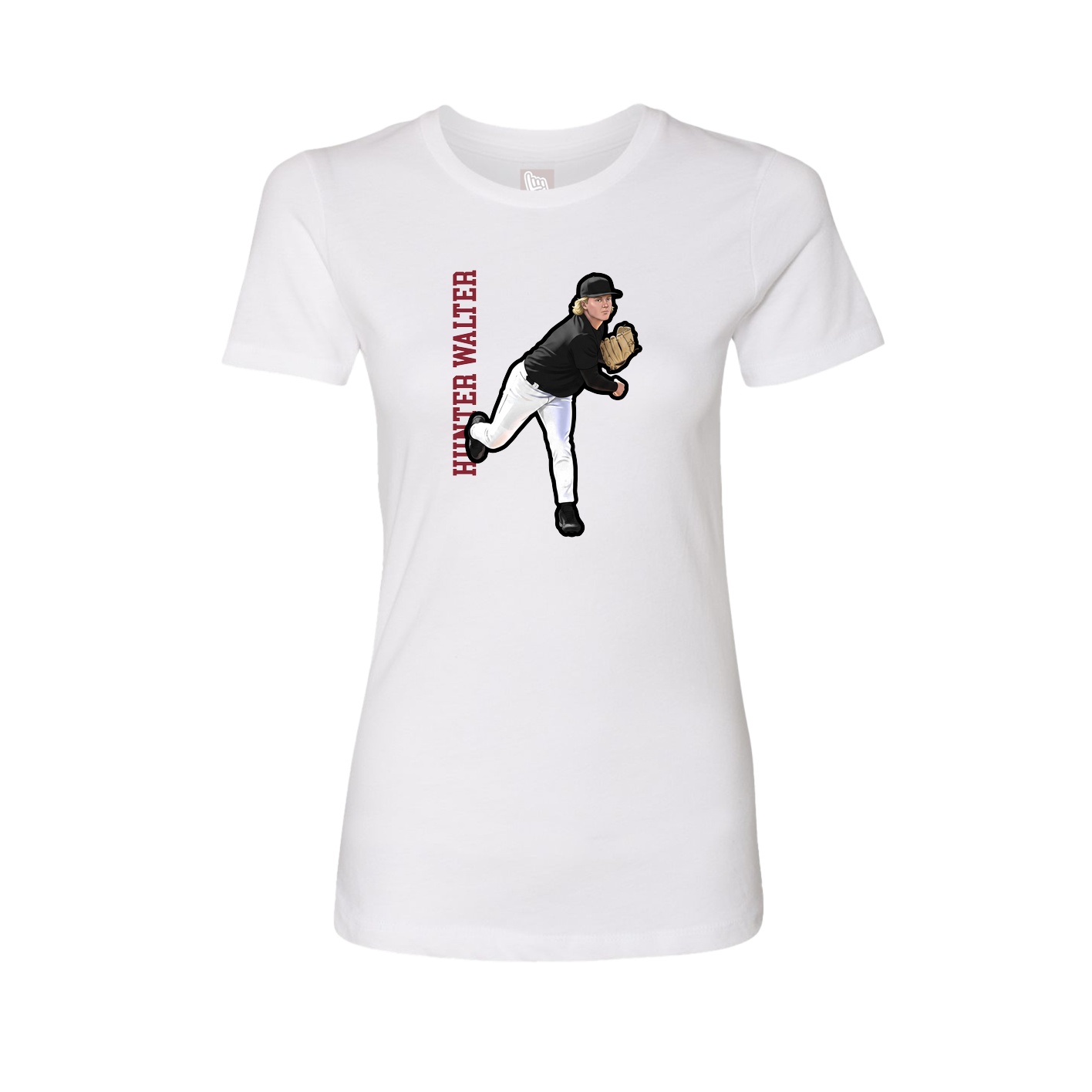 Fitted Women's Tee — Name Vertical in White