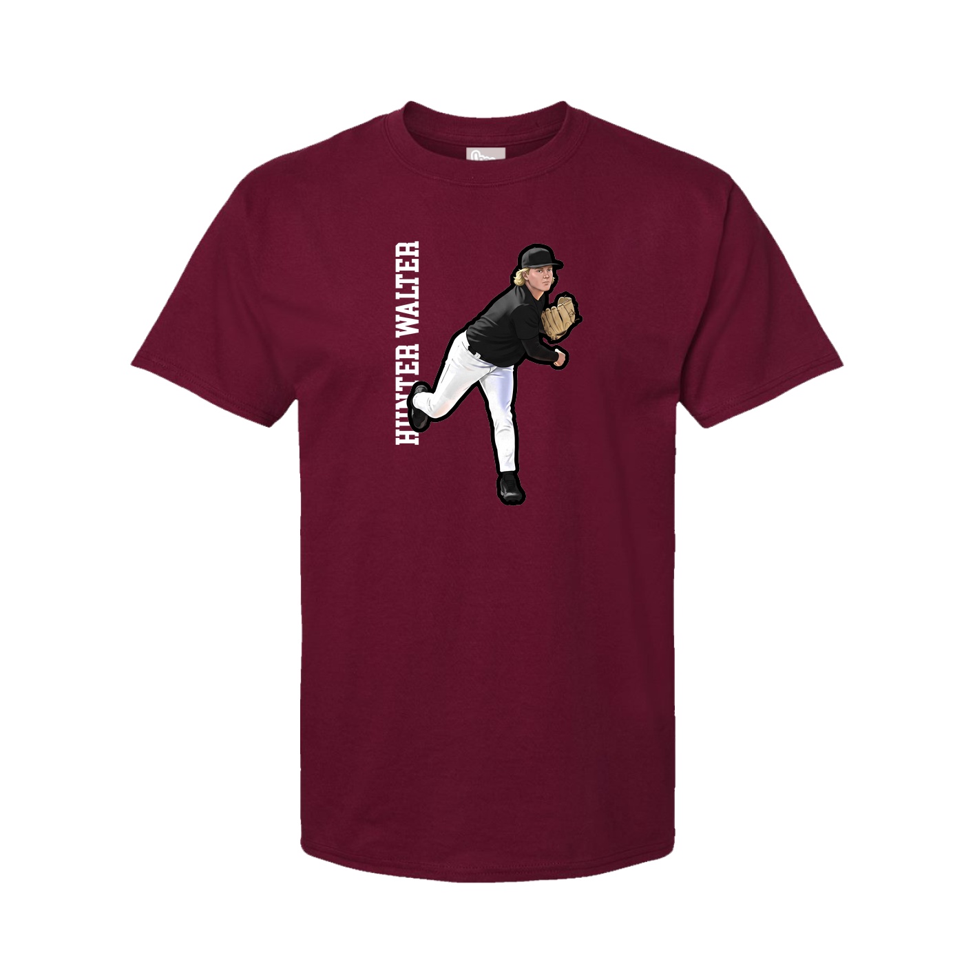 Youth Tee — Name Vertical in Cardinal