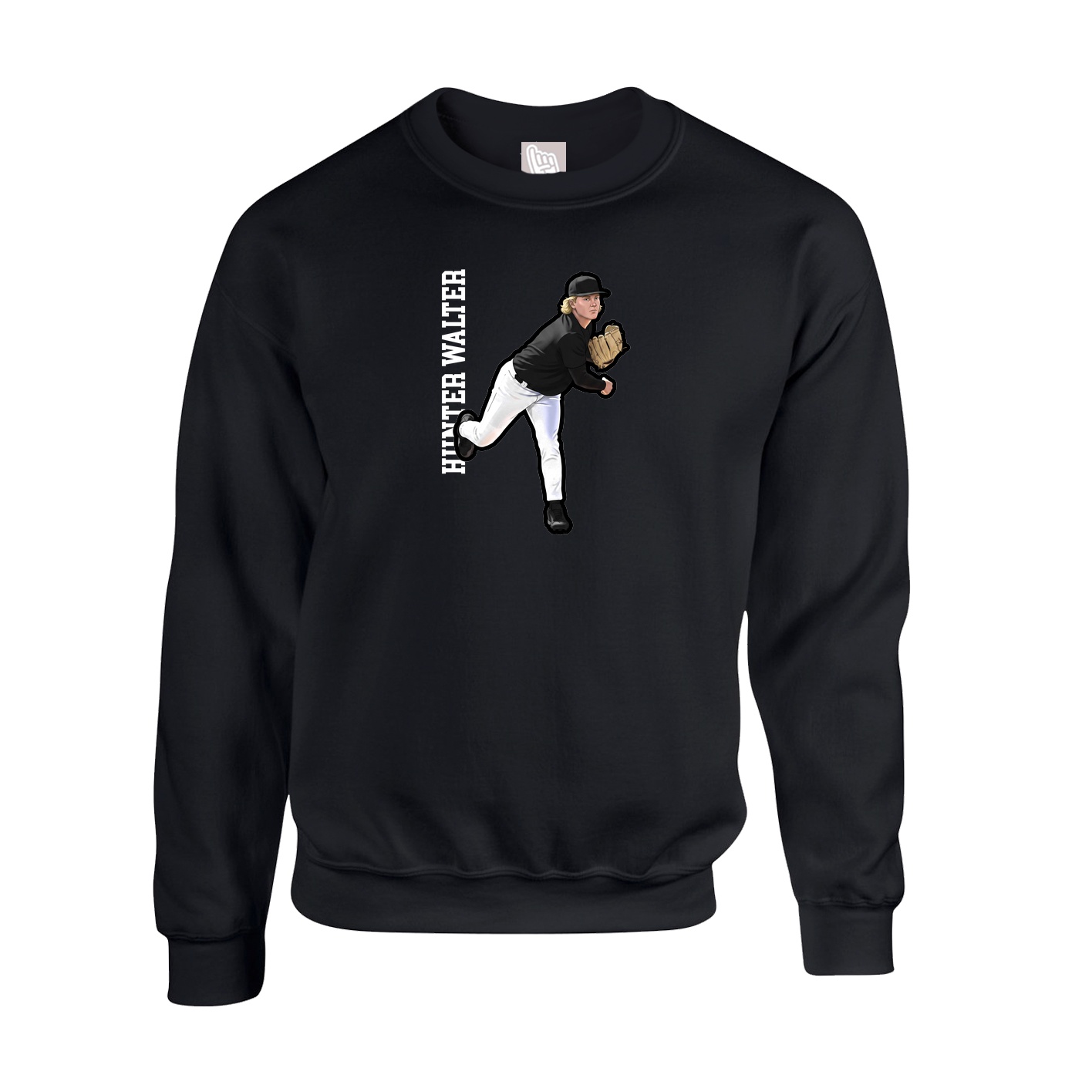 Fleece Crew — Name Vertical in Black