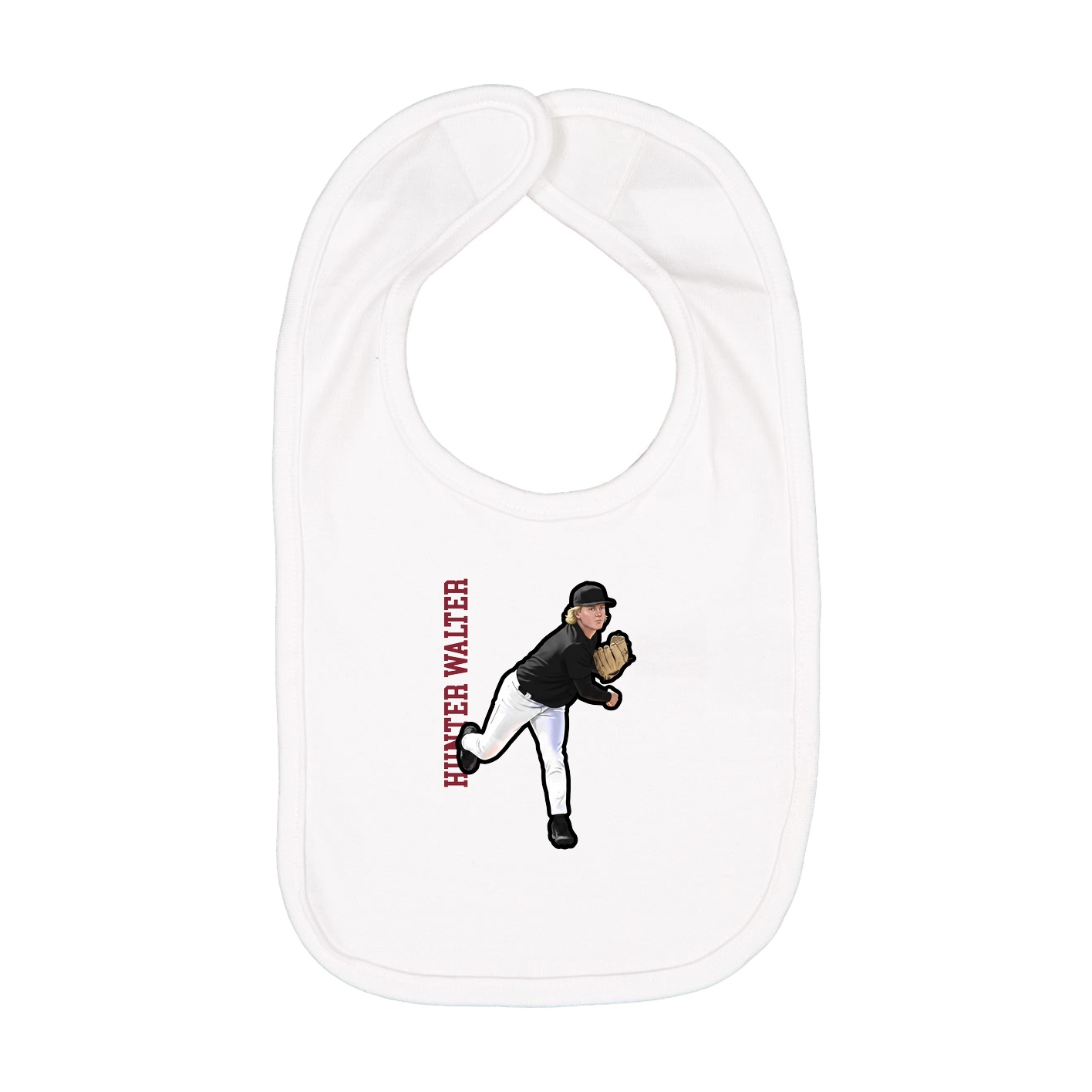 Infant Bib — Name Vertical in White
