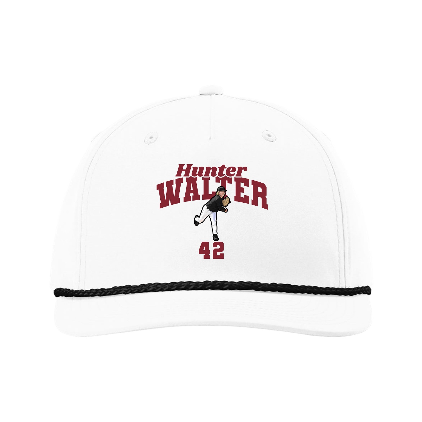Five-Panel Classic Rope Cap — Signature Arch in White